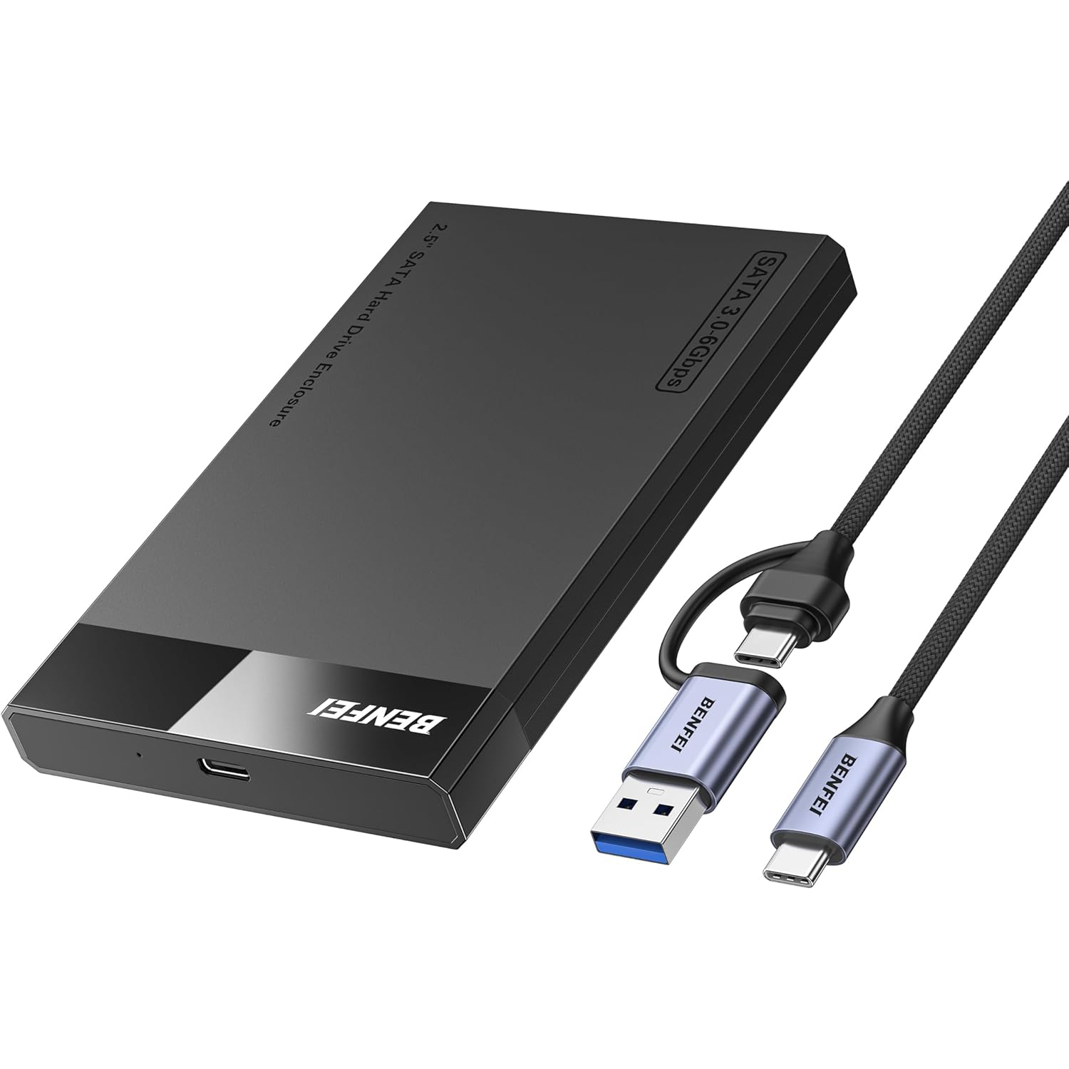BENFEI – Boîtier SATA vers USB de 2,5&nbsp;po, sans outil, 6&nbsp;Gb/s, UASP, optimisé pour SSD/HDD