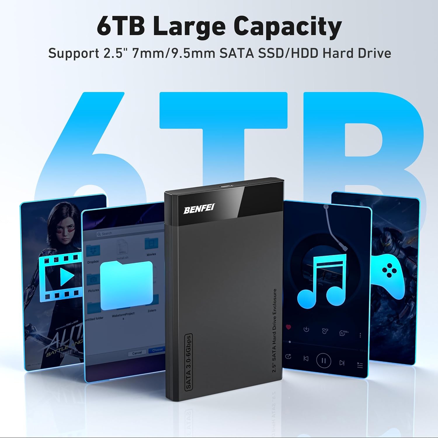 BENFEI – Boîtier SATA vers USB de 2,5 po, sans outil, 6 Gb/s, UASP, optimisé pour SSD/HDD