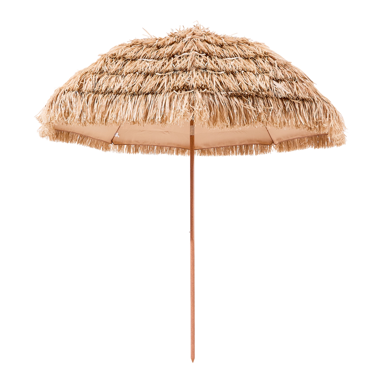 VEVOR 8 ft Tiki Umbrella, Thatched Patio Umbrella with Tilt, Hawaiian Style Beach Parasol with Durable PP Thatch and 8 Metal Ribs, Grass Pool