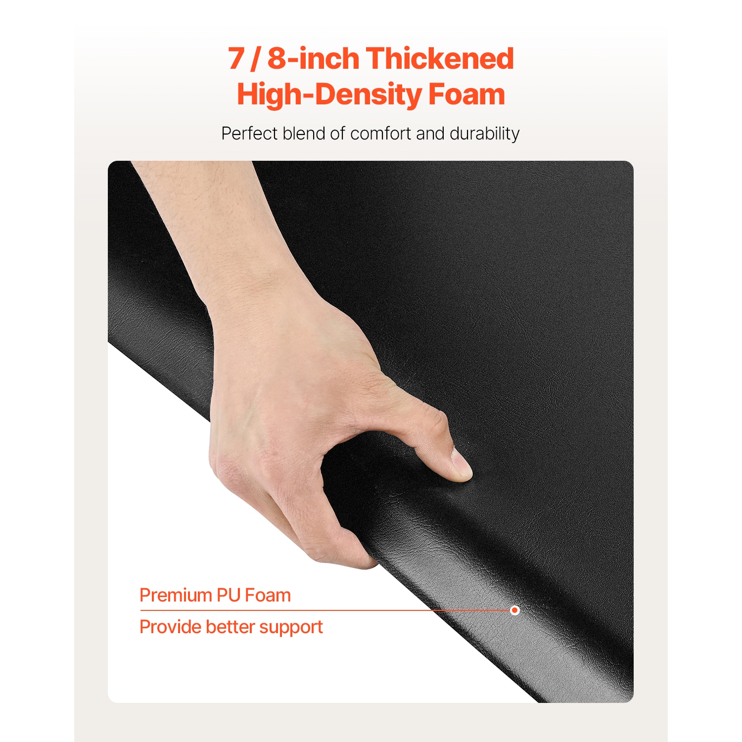 VEVOR 3 x 5 FT Salon Mat for Hair Stylist, Rectangle Salon Chair Mat Anti Fatigue, 7/8" Thickened PVC + PU Barber Shop Floor Mat, Anti-Trip Beveled