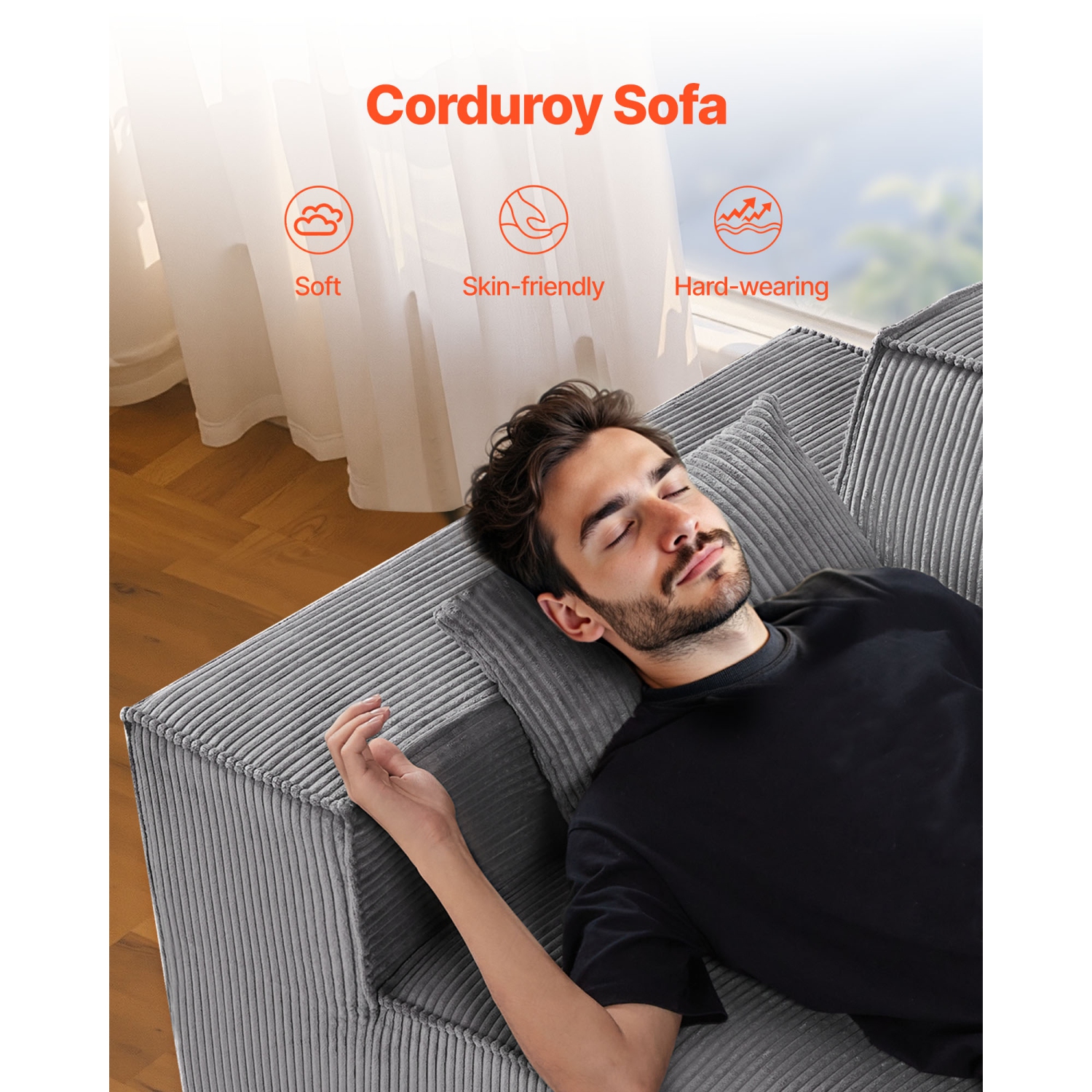 VEVOR 63-Inch Loveseat Sofa, 2-Seats Couch for Living Room, Modern Small Corduroy Couch with Pocket Springs, Soft Cushions, Comfy Loveseat for