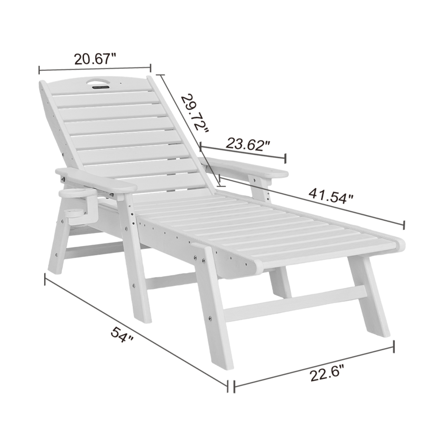Chaise longue avec capacité VEVOR 400&nbsp;lb, chaise longue de jardin réglable à 6 positions, chaise longue d'extérieur en PEHD avec dossier et