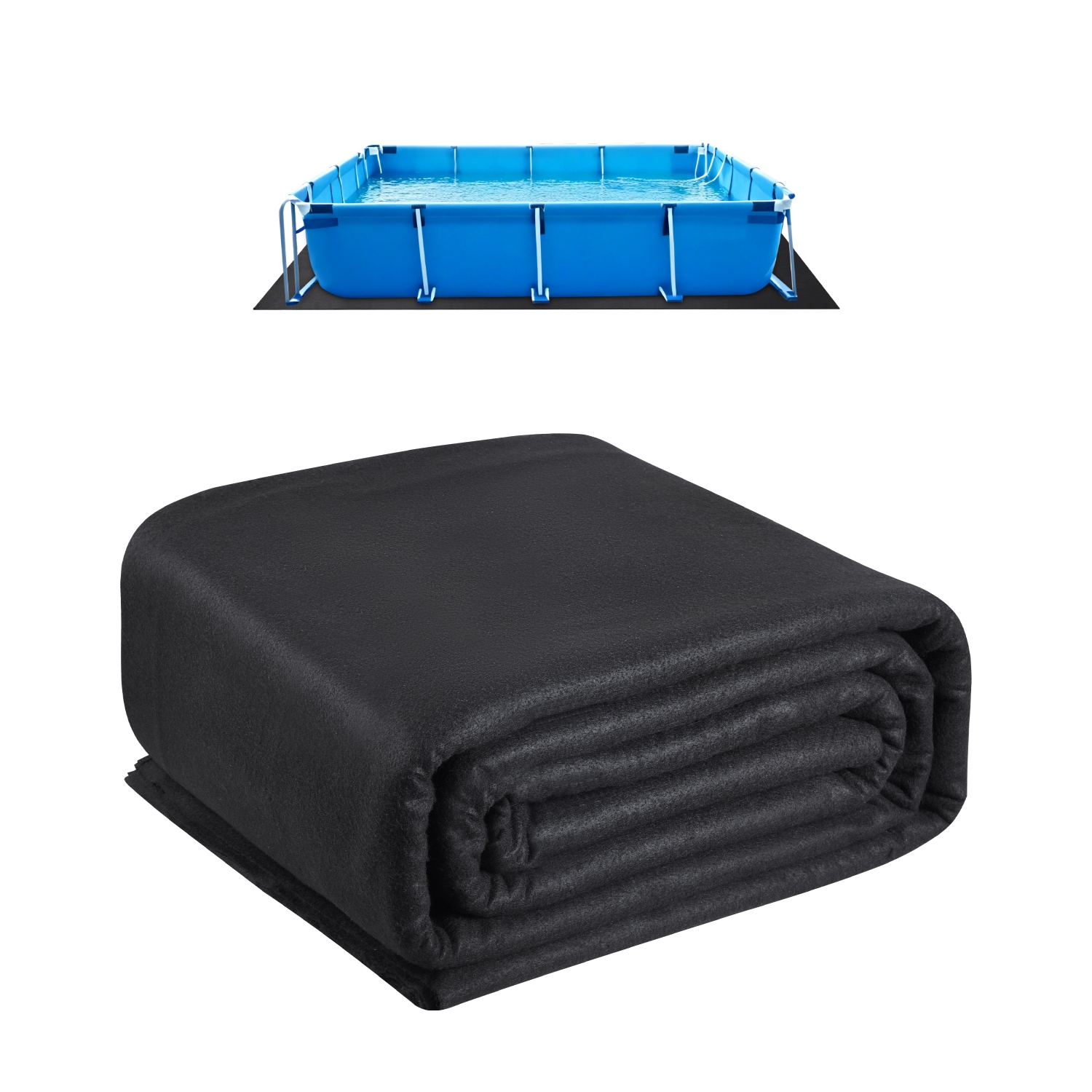 VEVOR 12 x24 ft Rectangle Pool Liner Pad, Pool Liner Pad for Above Ground Swimming Pools, Extra-Thick Pool Mat, Prevents Punctures, Recycled