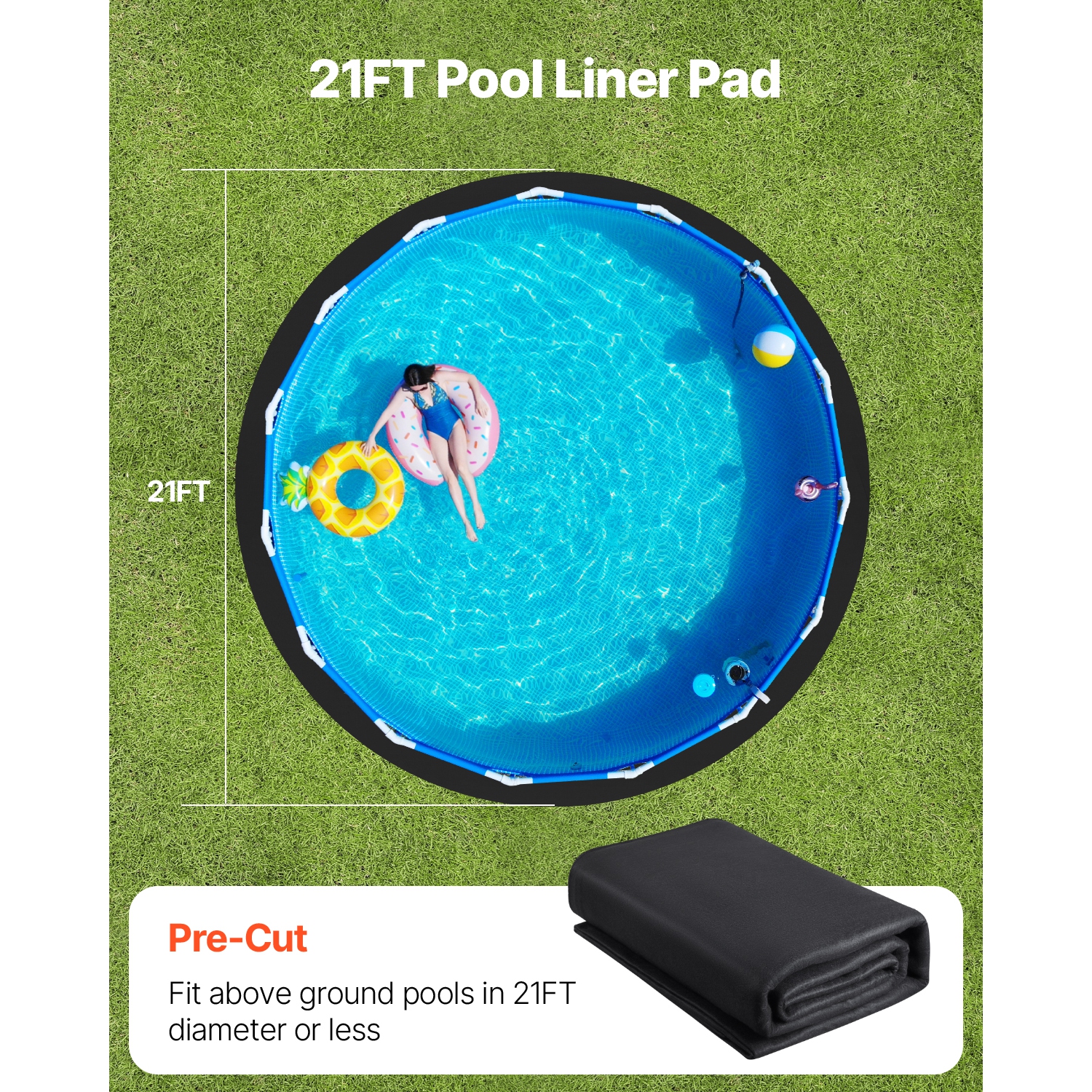Doublure de piscine ronde VEVOR 21&nbsp;pi, doublure de piscine pour piscines hors terre, tapis de piscine très épais, protection contre les