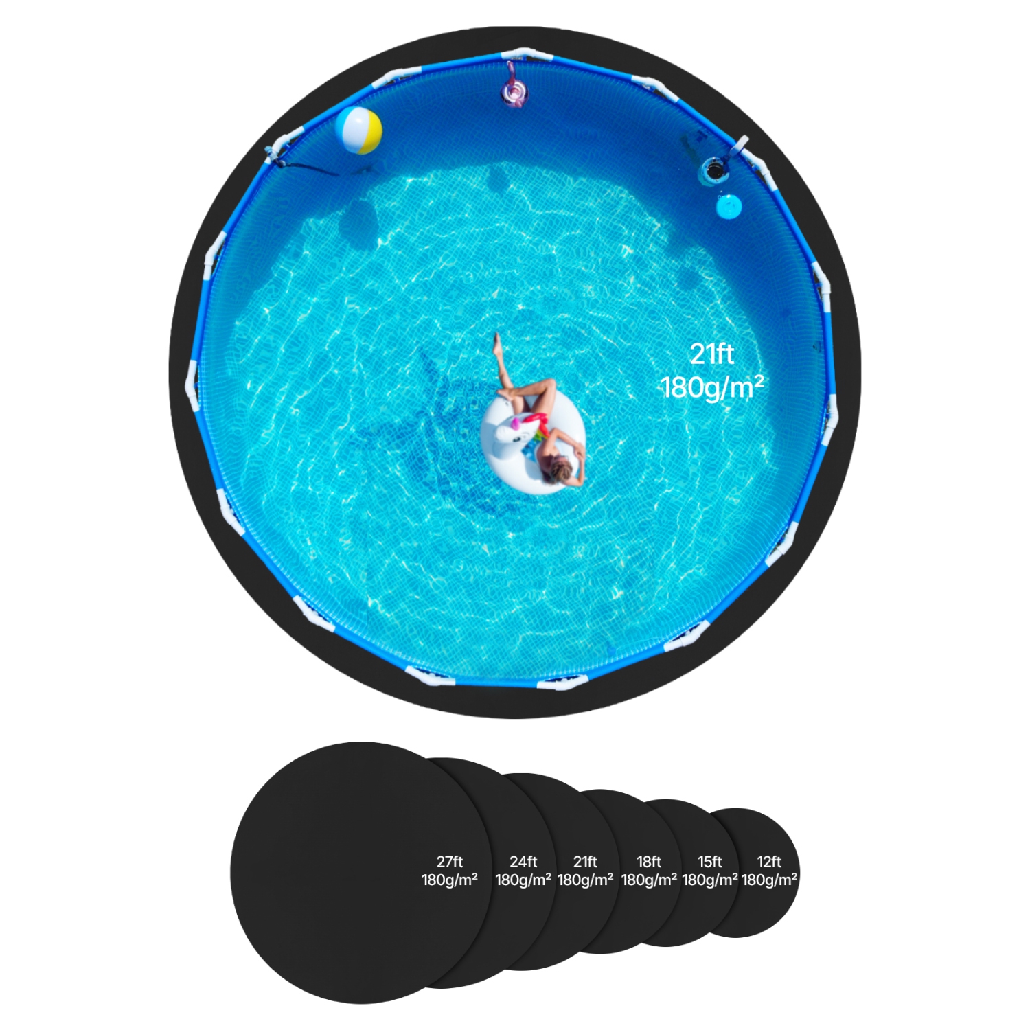 Doublure de piscine ronde VEVOR 21&nbsp;pi, doublure de piscine pour piscines hors terre, tapis de piscine très épais, protection contre les