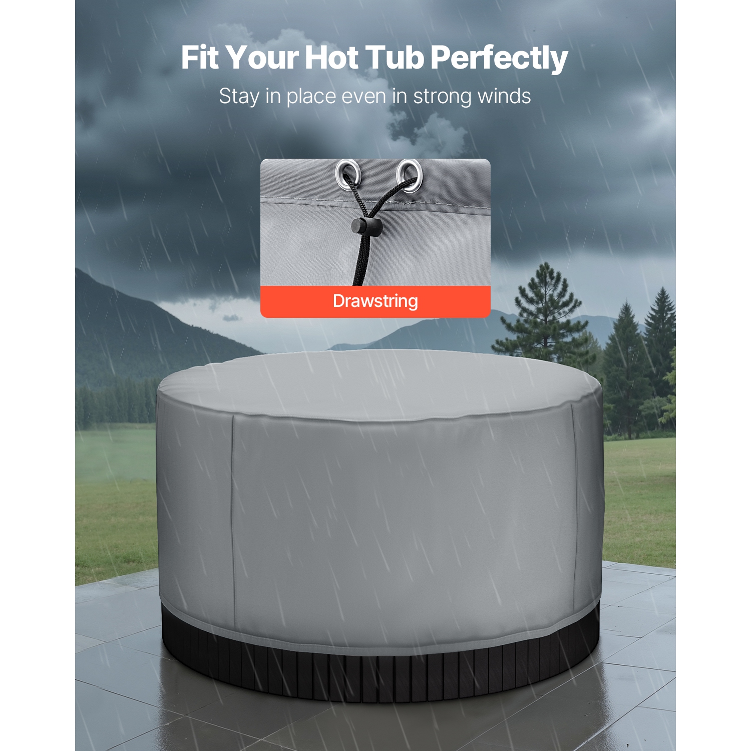 Housse pour spa d'extérieur de 79 x 79 x 33 po VEVOR, housse imperméable et imperméable pour spa, tissu Oxford robuste 420D et résistance à la