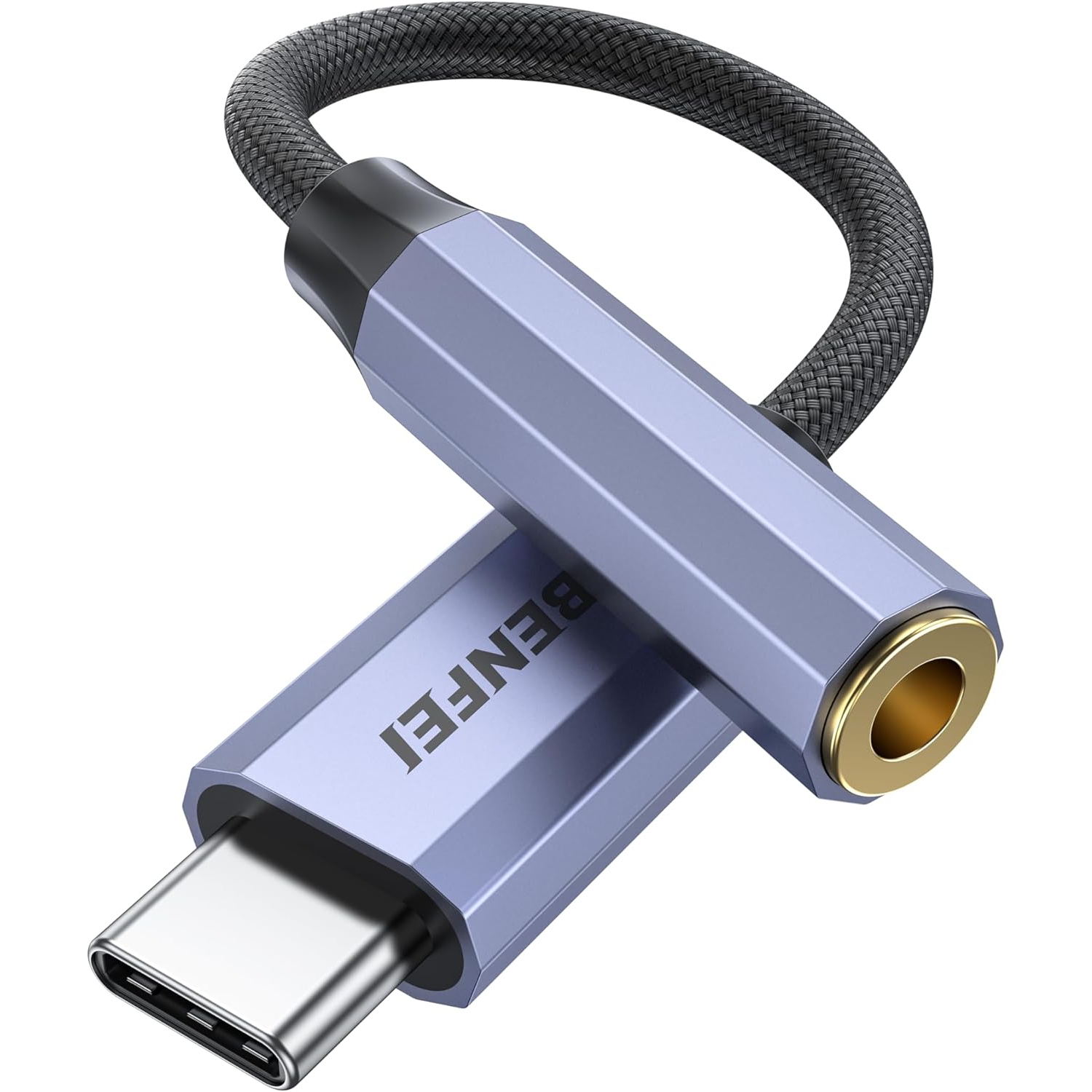 Adaptateur USB-C à 3,5&nbsp;mm de BENFEI, avec convertisseur numérique-analogique, prise femelle pour écouteurs, gris