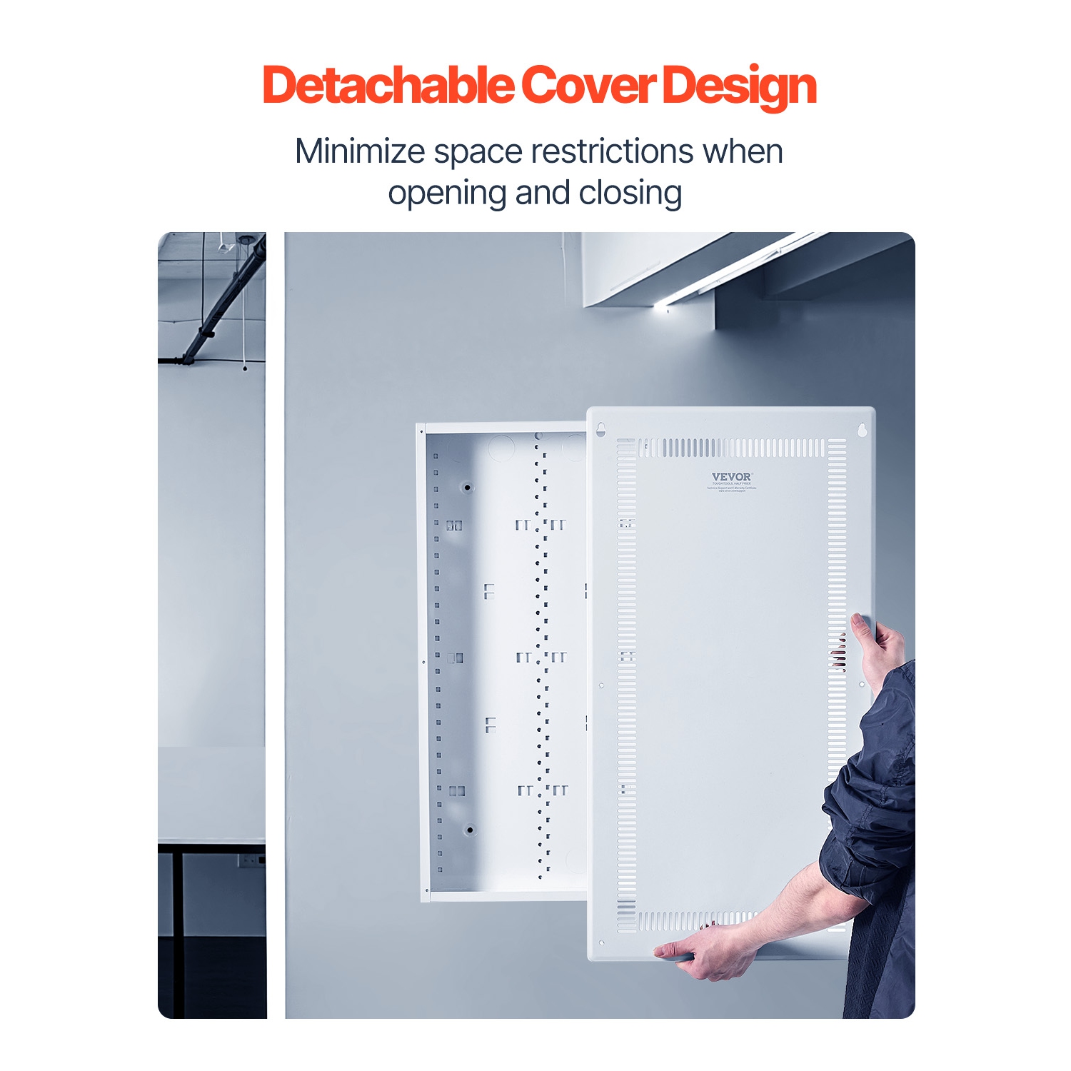 Boîtier multimédia structuré VEVOR de 28&nbsp;po, boîtier multimédia encastré avec couvercle, trousse de gestion de câbles mural, armoire multimédia