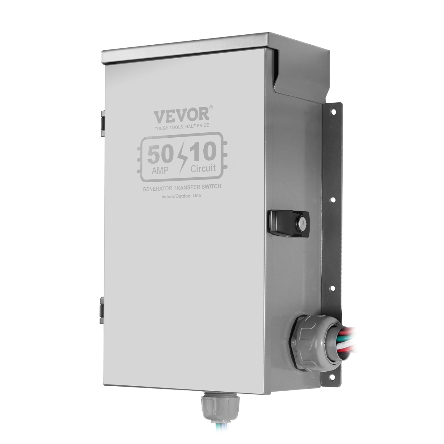 VEVOR 50-Amp Manual Transfer Switch, 10-Circuit, Prewired Generator Transfer Switch Kit with CS6375 Plug Power Inlet Box, Double-Throw Switch, NEMA