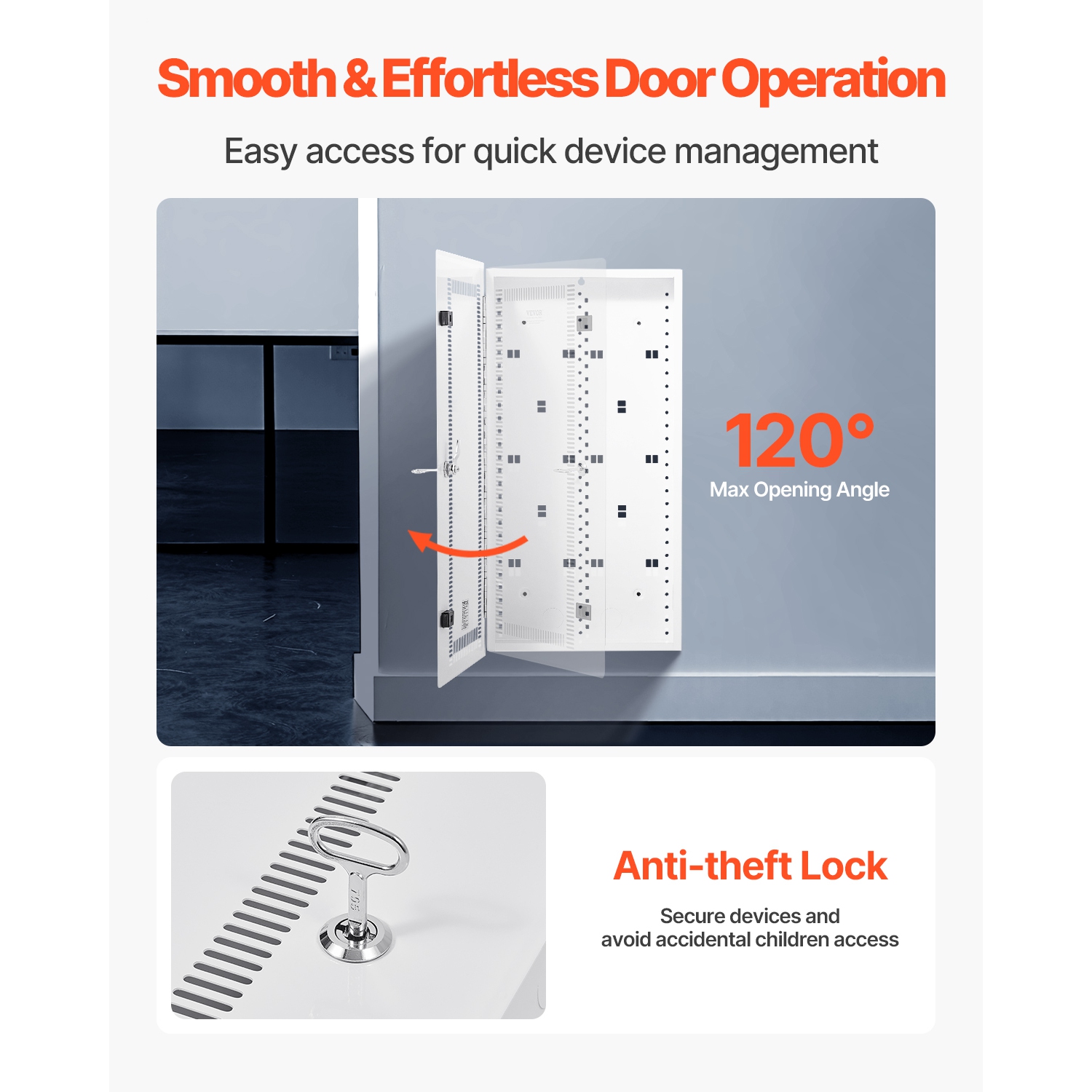 VEVOR 28-Inch Media Enclosure, Structured Media Center with Vented Hinged Door, Cable Management Box, Structured Wiring Multi-Media Cabinet, Recessed