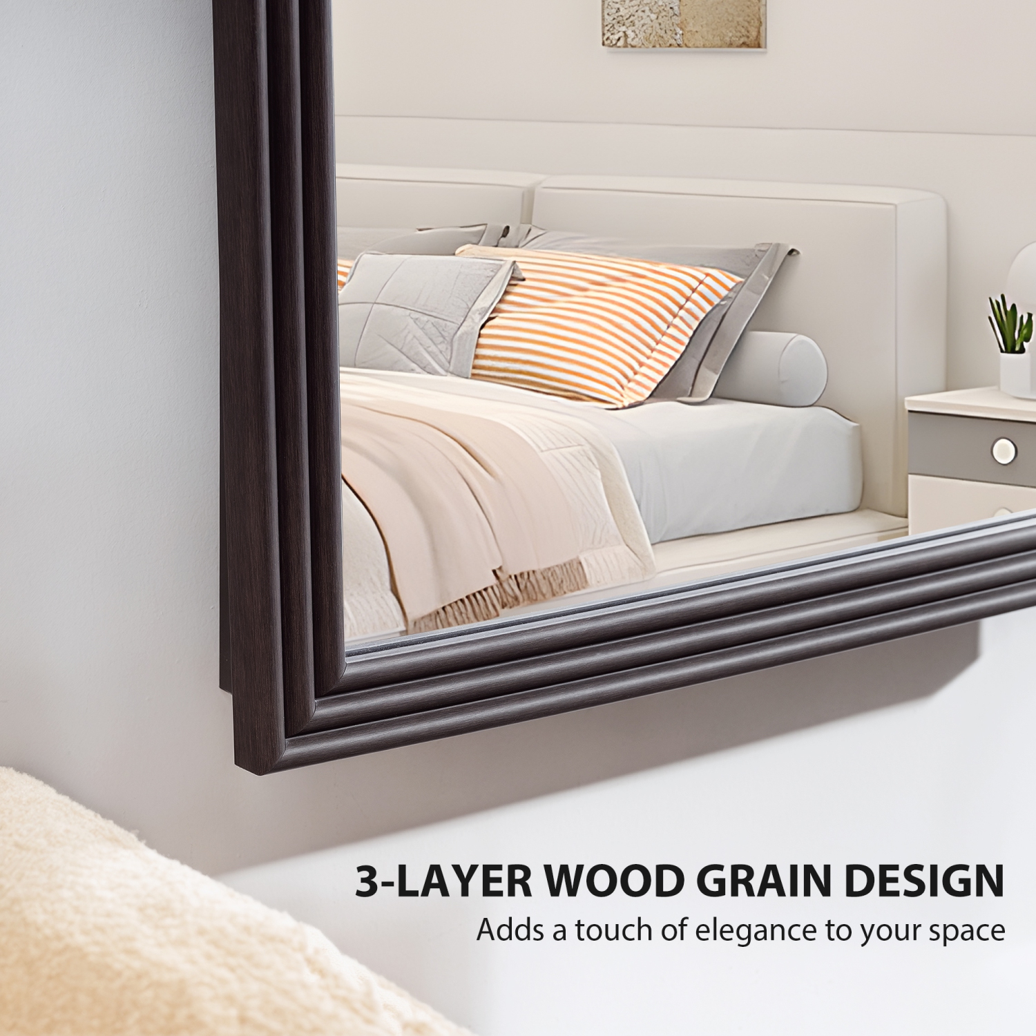 Miroir pleine longueur de 64 x 21 po de HOMCOM, miroir autonome, incliné ou mural avec dessus arqué pour salon, chambre à coucher, grain de bois
