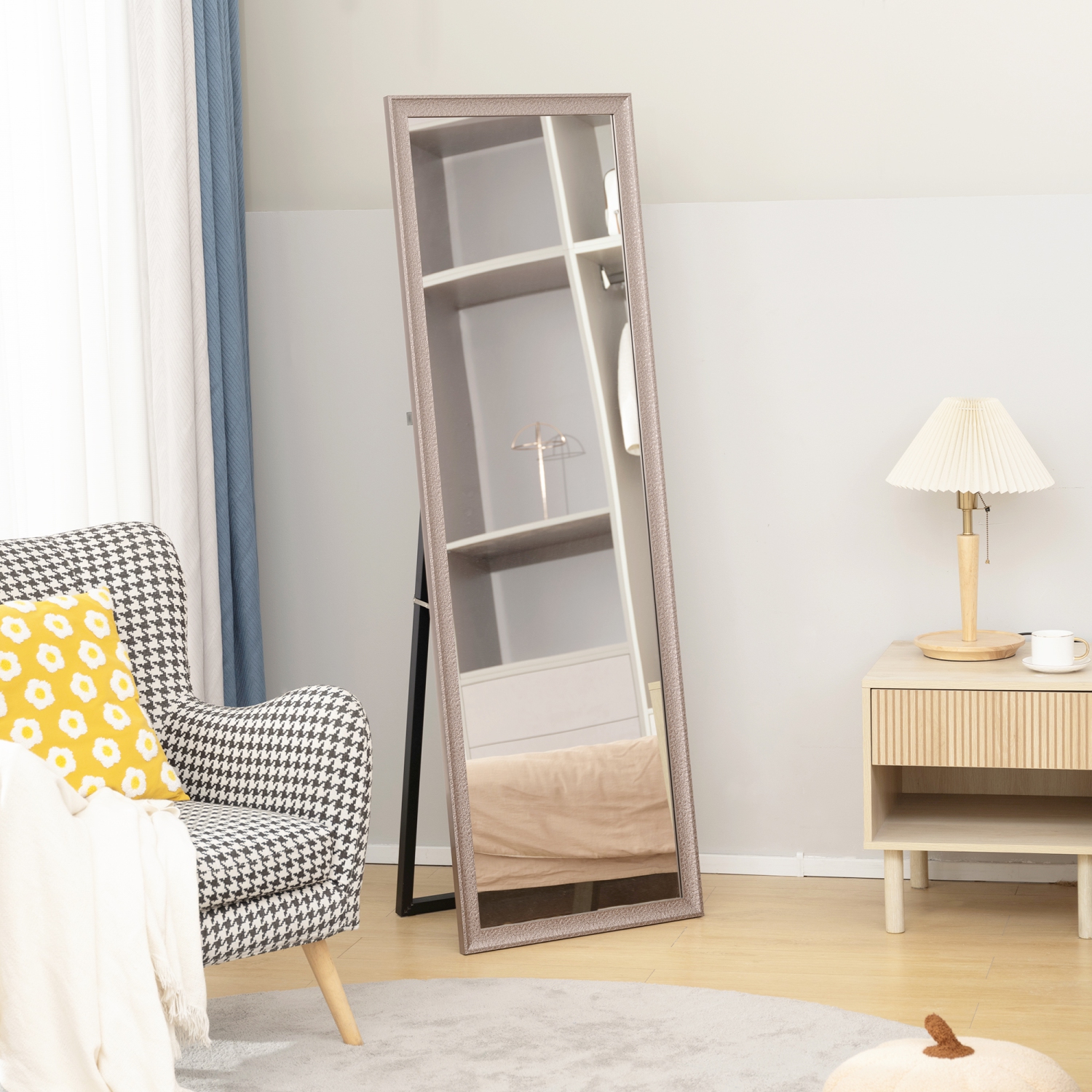 HOMCOM – Miroir pleine longueur de 64 x 21&nbsp;po, autoportant, fixé au mur ou penché contre un mur, miroir rectangulaire complet avec cadre pour