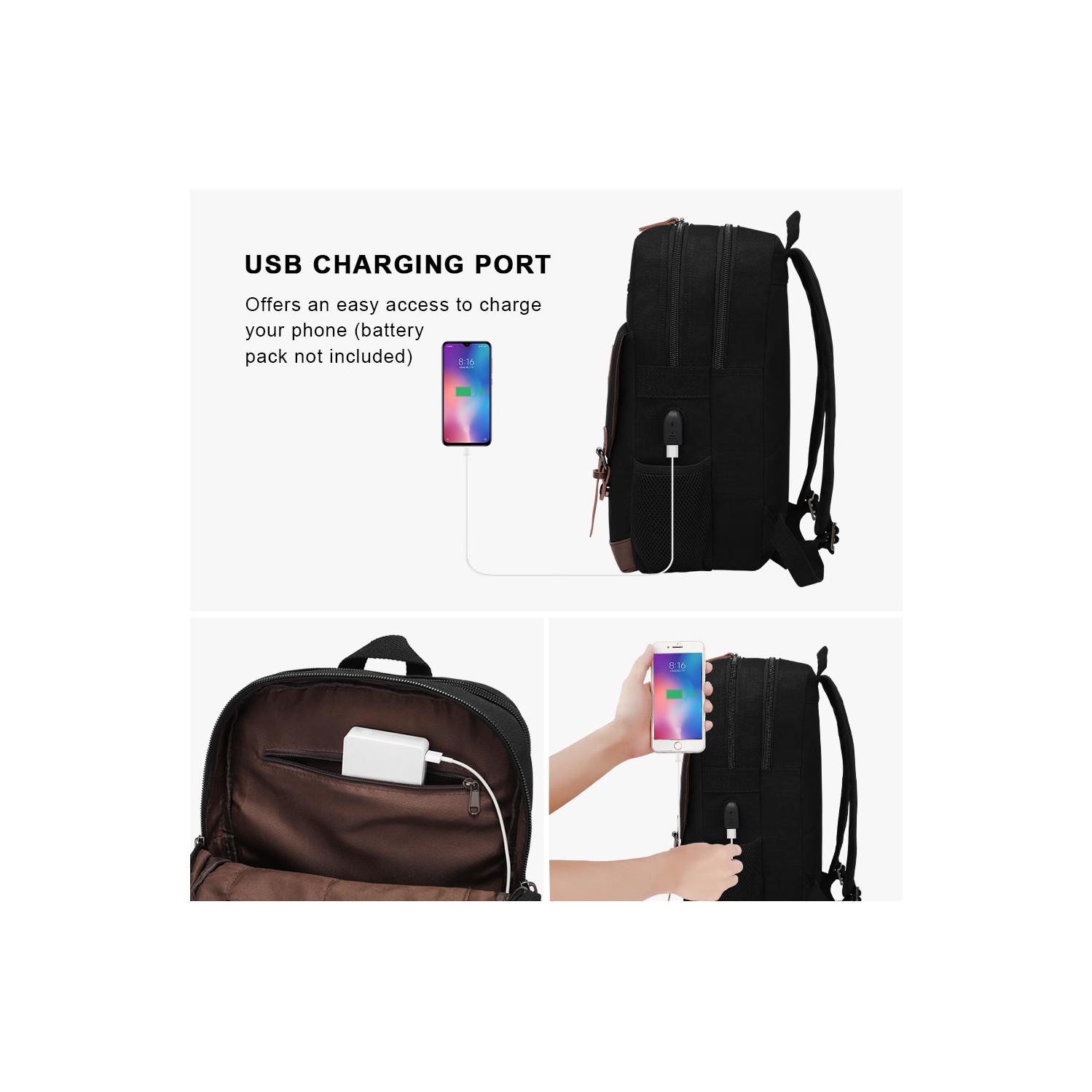 Sac à dos en toile pour femmes de Meidale | Sac à dos rétro qui convient à la plupart des portables de 15,6&nbsp;po, sac à livres avec port de