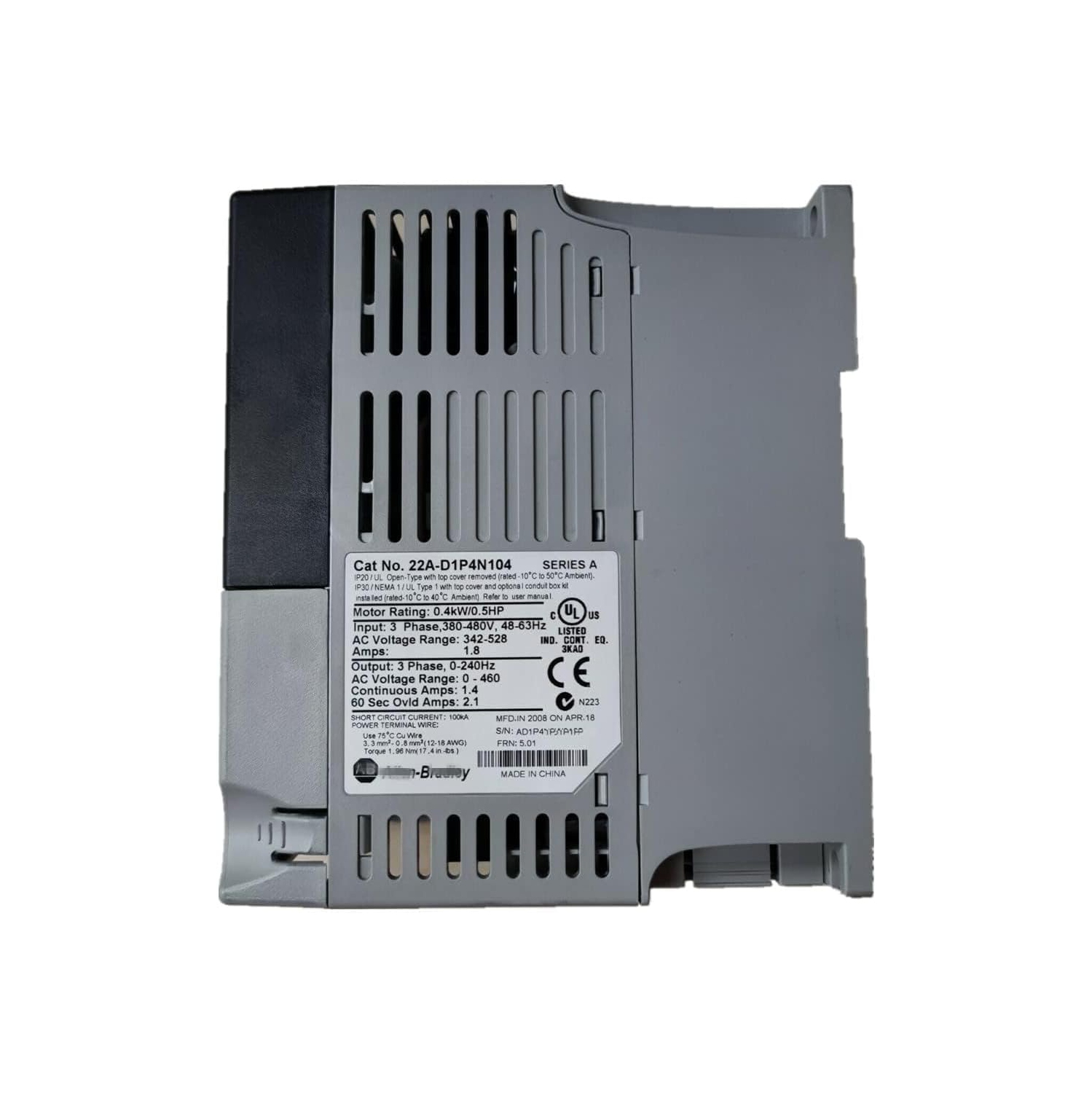 22A-D1P4N104 PowerFlex 4 AC Drive 0.4KW 0.5Hp VFD 22A-D1P4N104