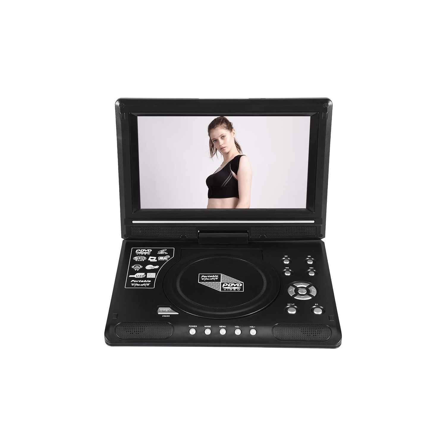 Lecteur DVD portatif, lecteur vidéo LCD de 9 pouces avec écran pivotant à 270°, résolution de 480×234, prend en charge la lecture SD/MMC/USB