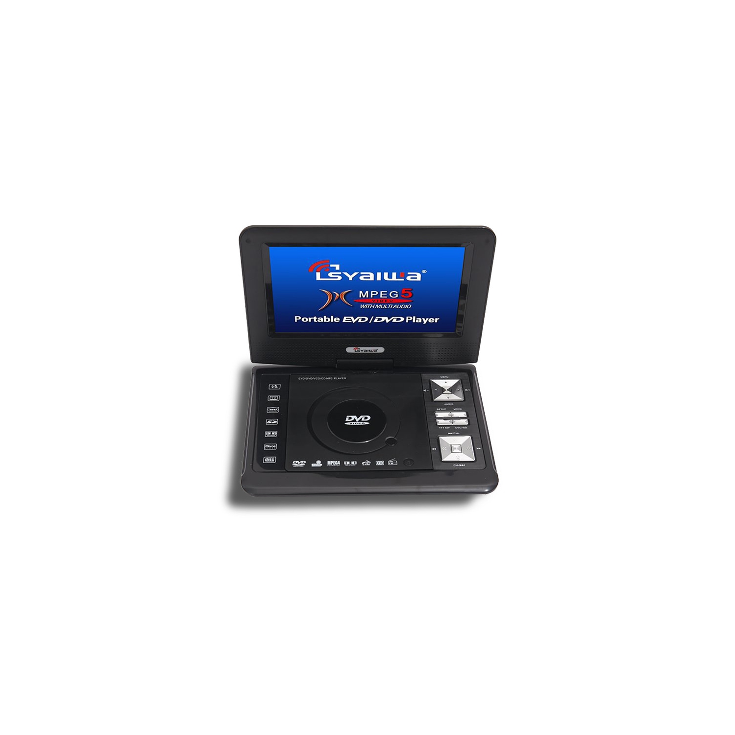 Lecteur DVD portatif avec écran de 9,8&nbsp;po et capacités de jeu, rotation à 180°, compatible avec DVD, SVCD, CD, CD-R/RW, CD KODAK IMAGE, MP3, MP4