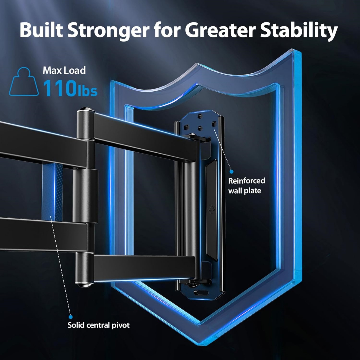 Full-Motion Long-Arm TV Wall Mount for 32-65 Inch TVs up to 110 lbs, Max VESA 400x400mm, 37.4” Long Extension Corner TV Mount, Swivel & Tilt,