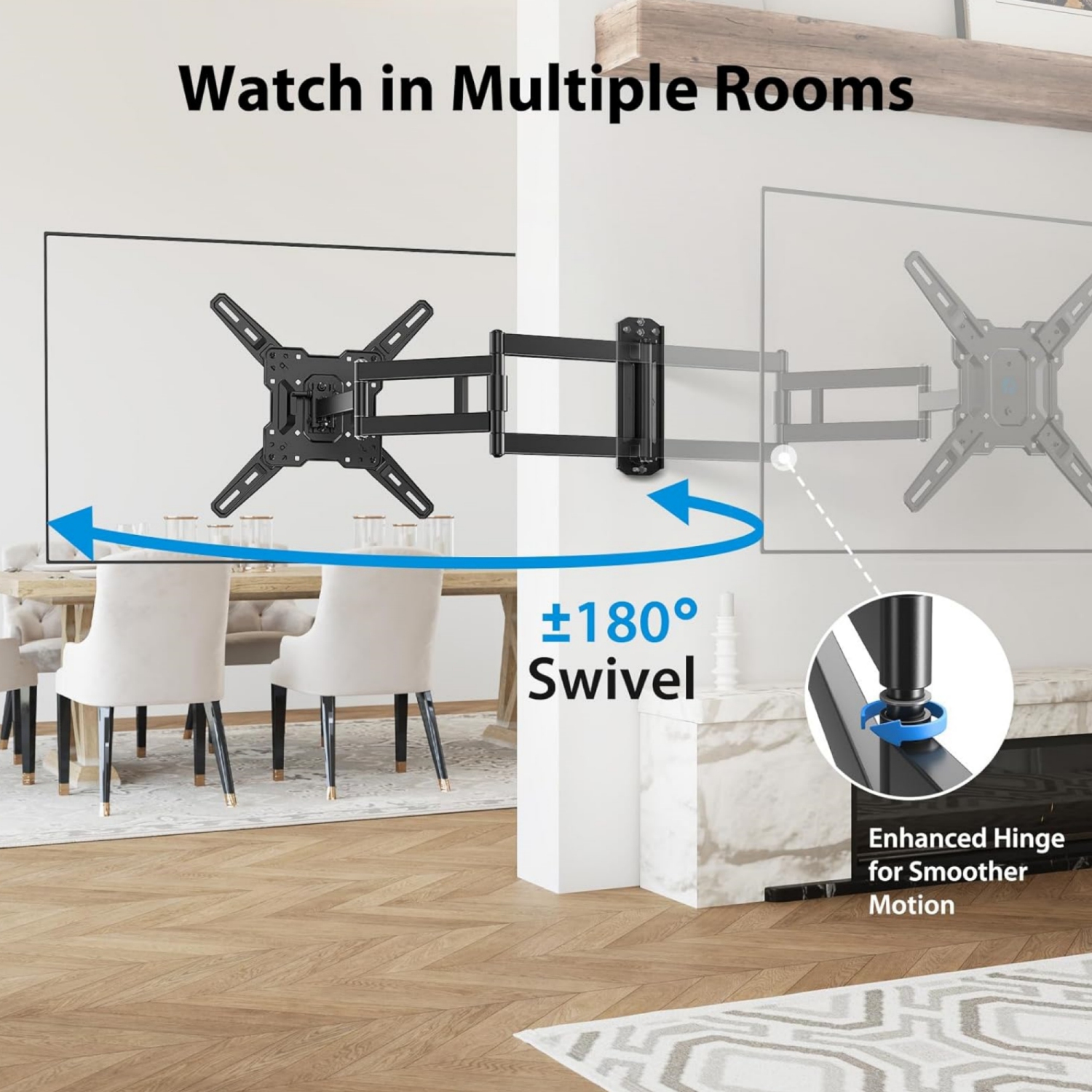 Full-Motion Long-Arm TV Wall Mount for 32-65 Inch TVs up to 110 lbs, Max VESA 400x400mm, 37.4” Long Extension Corner TV Mount, Swivel & Tilt,