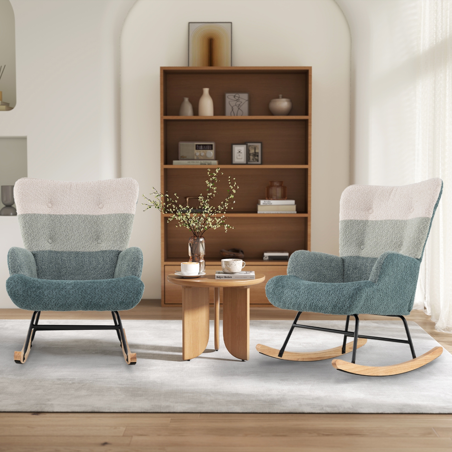 Gymax Nursery Rocking Chair w/ Ergonomic Armrests & High Backrest Side Pocket