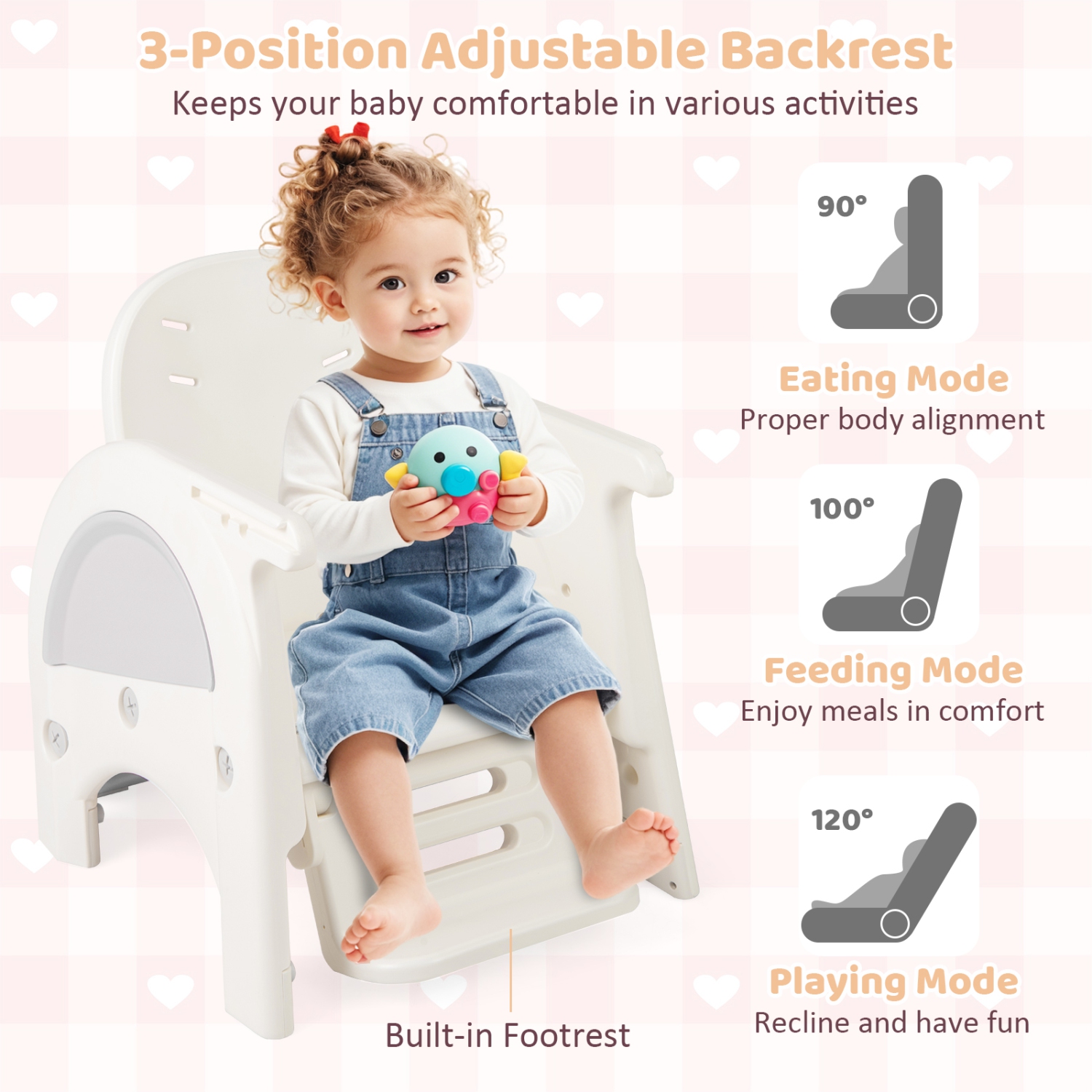 Gymax Convertible Baby Tall Chair 2-Tier Food Tray Feeding Chair for 18+ Month Olds