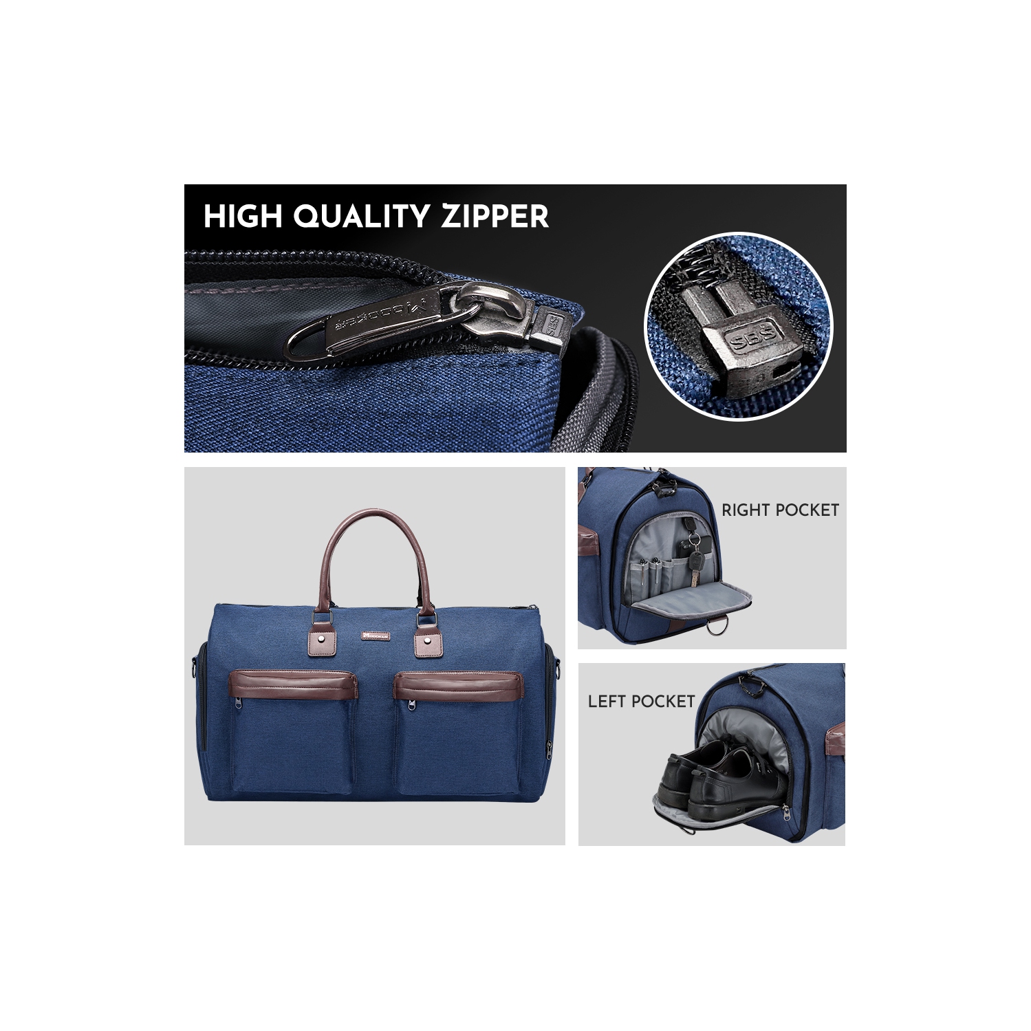 Meidale – Sac à vêtements convertible avec sac de toilette | Sac polochon de cabine pour hommes et femmes en voyage | Sac à combinaison multifonction