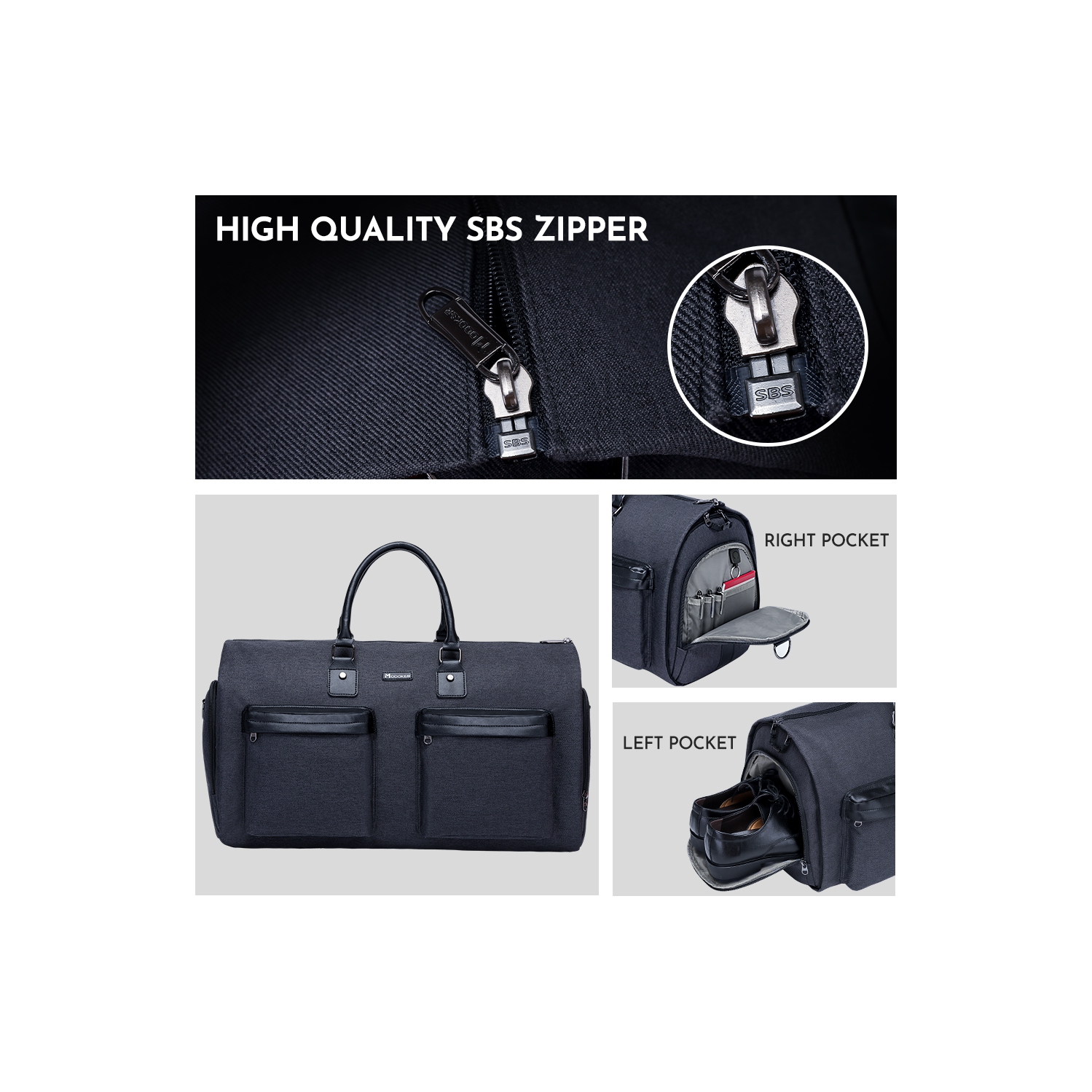 Meidale – Sac à vêtements convertible avec sac de toilette | Sac polochon de cabine pour hommes et femmes en voyage | Sac multifonctionnel pour