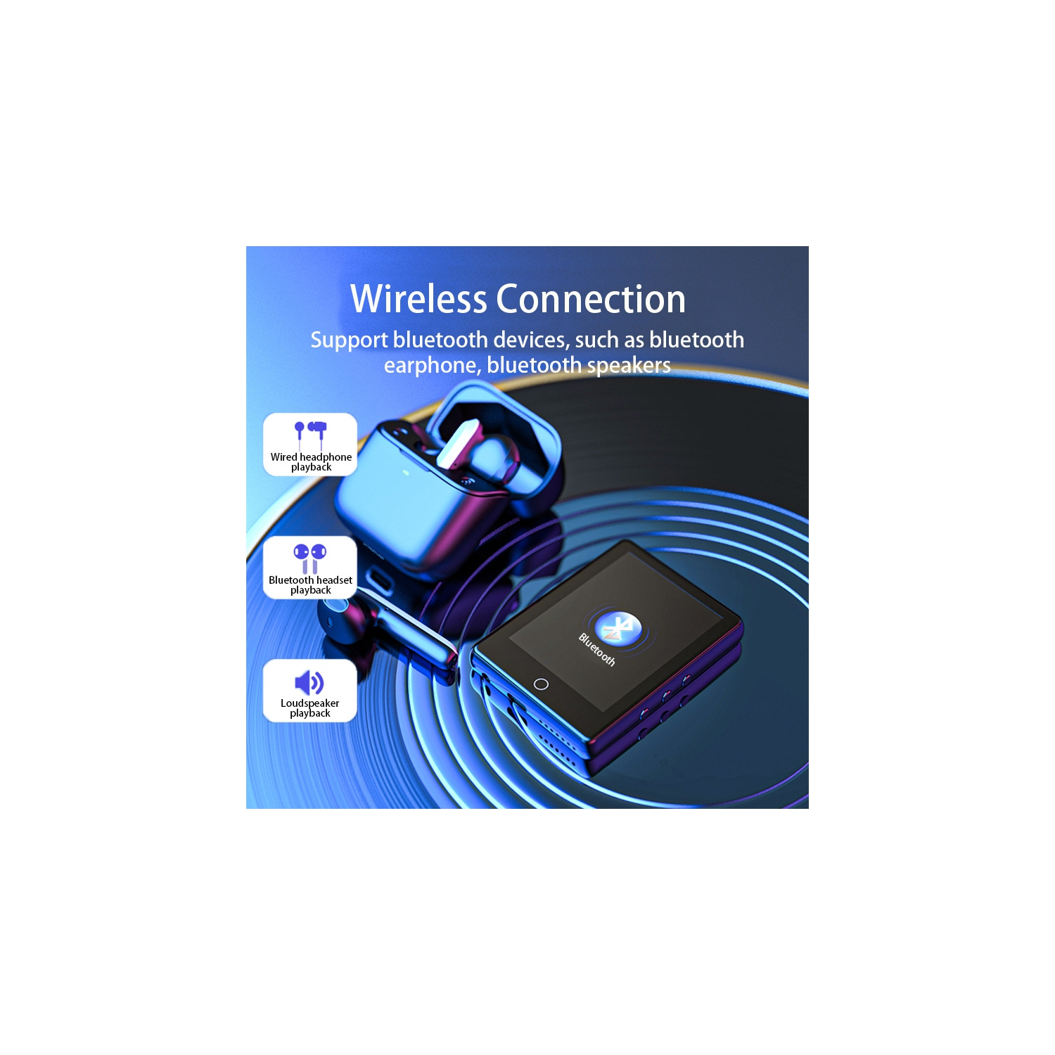 Lecteur MP3/MP4 à écran tactile de Sony 2,8 po : Bluetooth 5,0 + haut-parleur externe + lecteur de livres numériques + radio FM Lecteur de