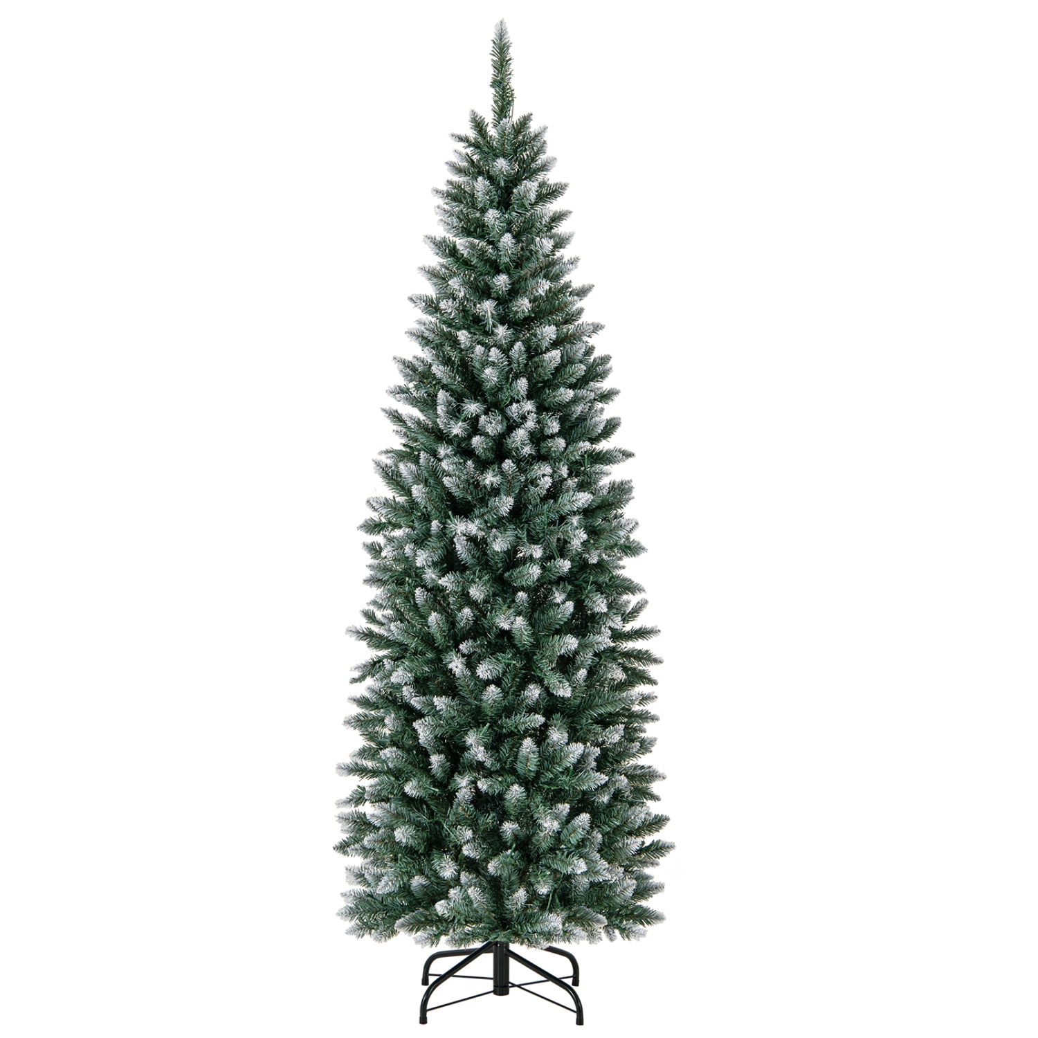 Costway 6 FT Pre-Lit Christmas Tree Hinged Slim Pencil Xmas with 250 LED Lights & 618 Tips