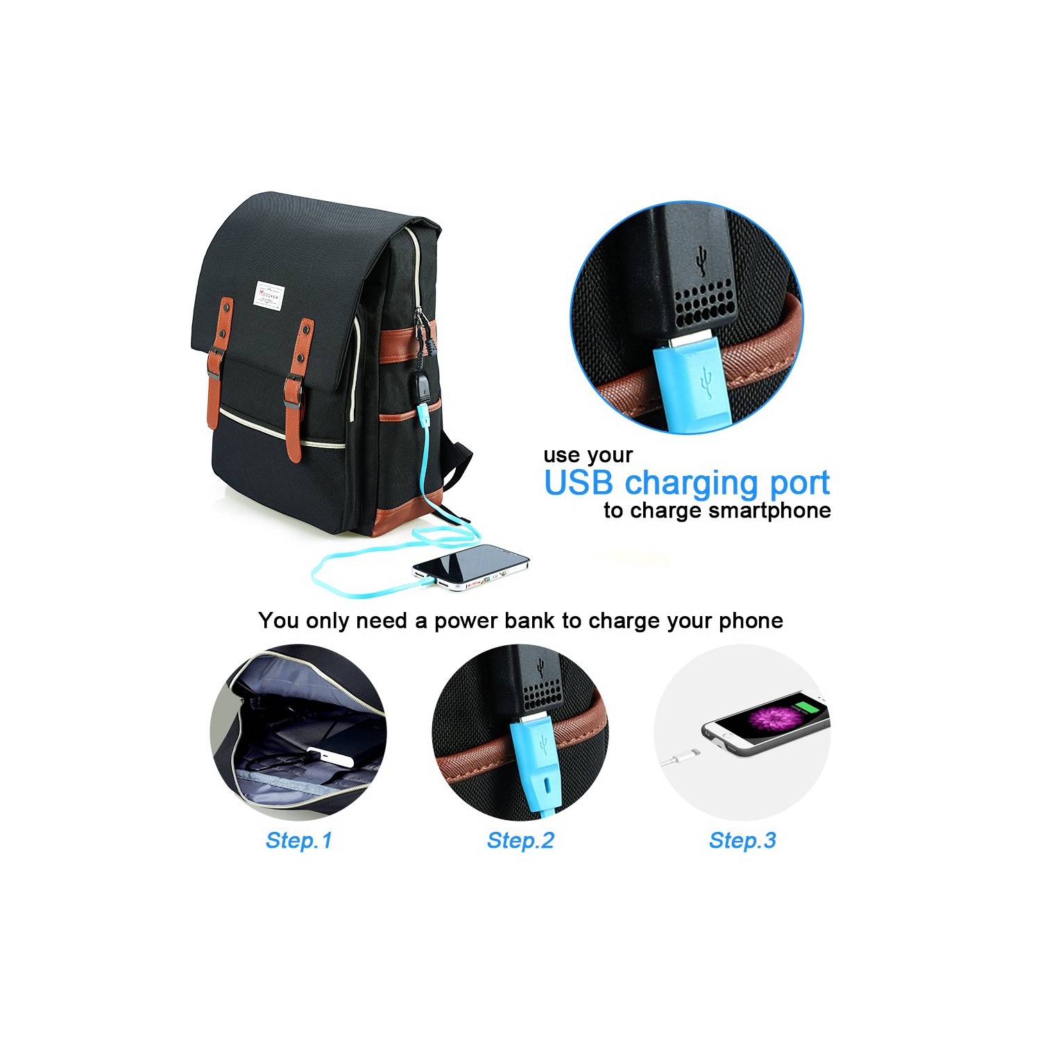 Meidale – Sac à dos pour ordinateur portable rétro pour femmes | Sacs à dos de voyage avec port de chargement USB | Sac à dos tendance convenant aux
