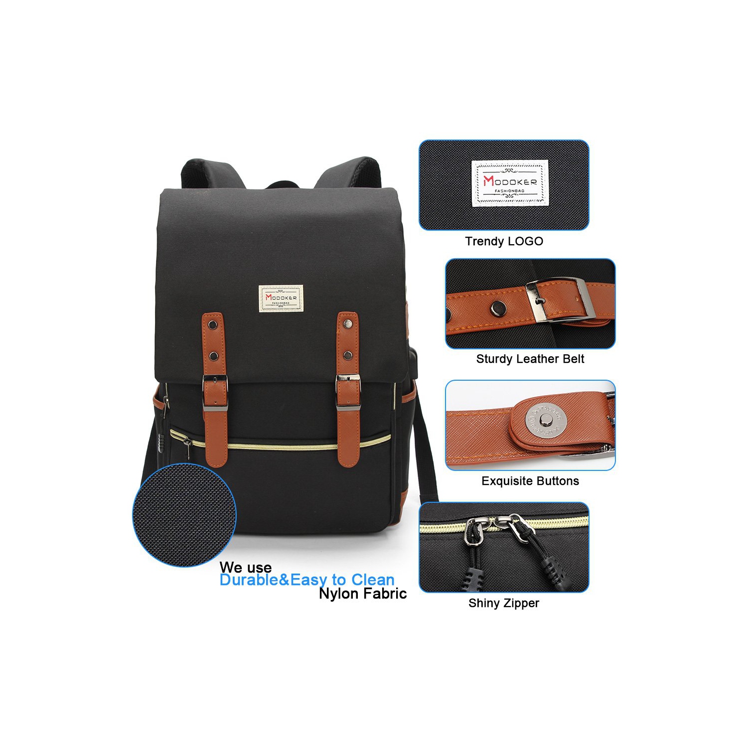 Meidale – Sac à dos pour ordinateur portable rétro pour femmes | Sacs à dos de voyage avec port de chargement USB | Sac à dos tendance convenant aux