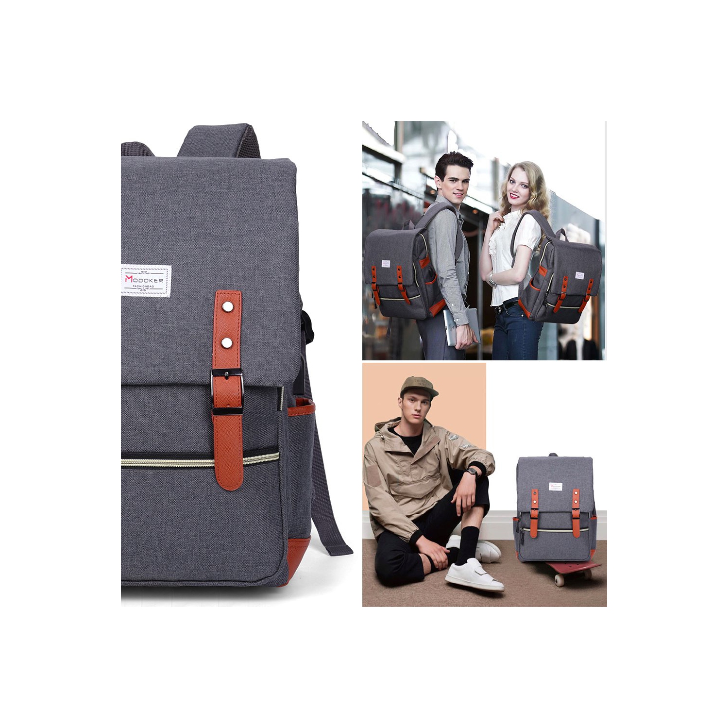 Meidale – Sac à dos pour ordinateur portable rétro pour femmes | Sacs à dos de voyage avec port de chargement USB | Sac à dos tendance convenant aux