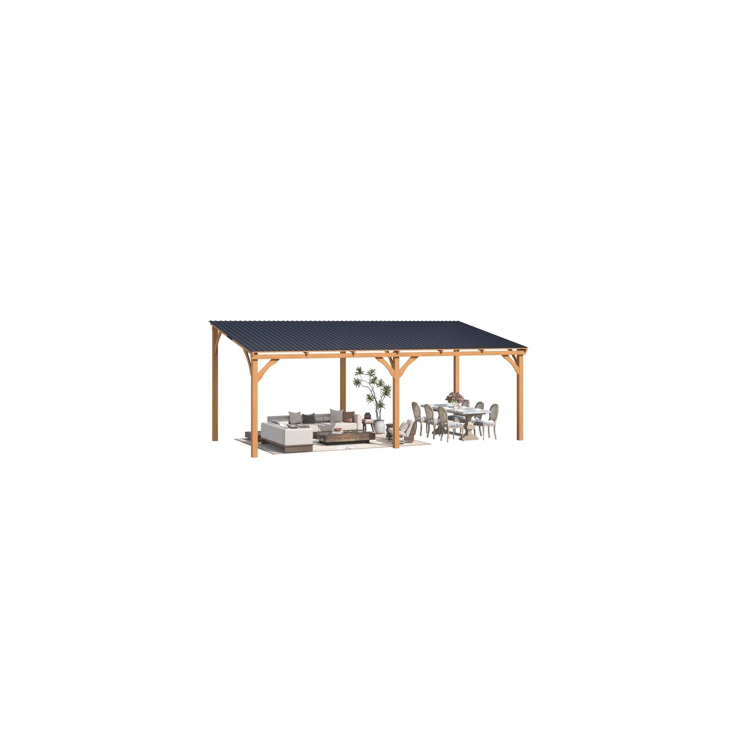 AECOJOY – Abri de jardin extérieur en bois de 20 x 10 pi pour patio, Pergolas et abris de jardin en bois à toit mou ou ou à toit rigide en cèdre en