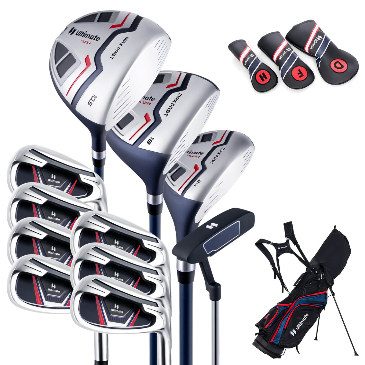 Ultimate Men's Complete Golf Club Set Golf Club Package Set incl 460CC with Rain Hood