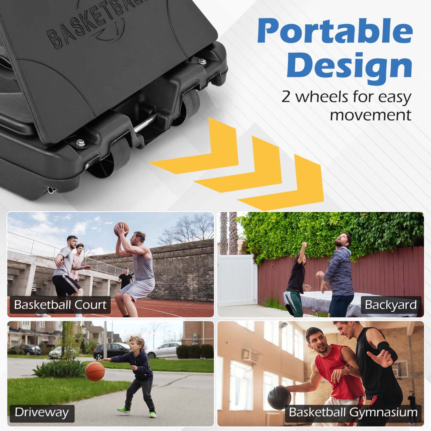 Système de panier de basketball de 4.9-10 pi de Goplus avec panneau incassable de 44&nbsp;po à roulettes