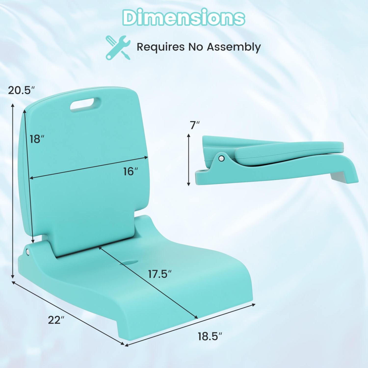 Chaise de piscine pour bord de piscine de Costway avec soutien pour le dos et poignées Chaise de pique-nique portative blanche/bleue/rose/vert