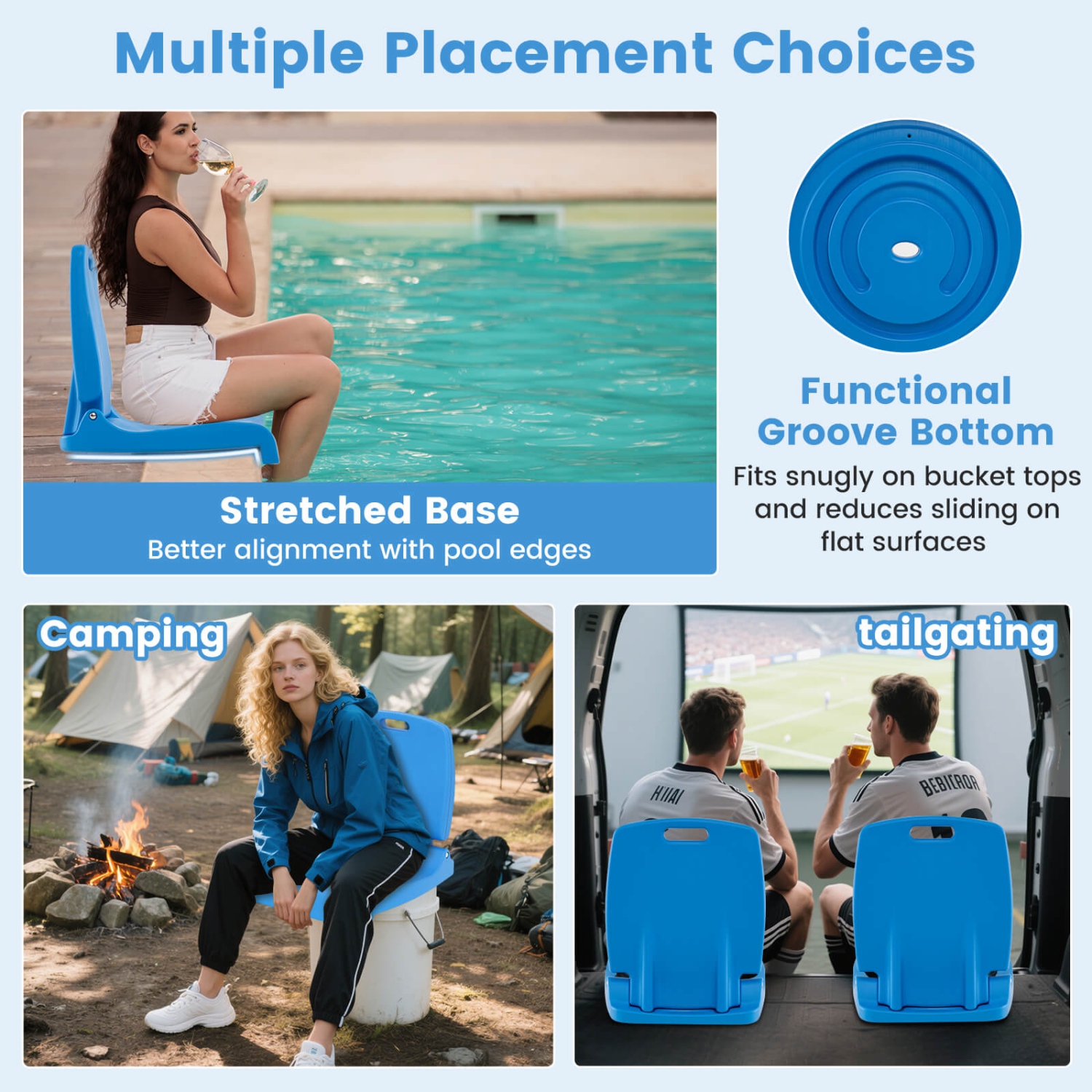 Costway Poolside Chair for Edge of Pool with Back Support & Handles Portable Picnic Chair White/Blue/Pink/Green