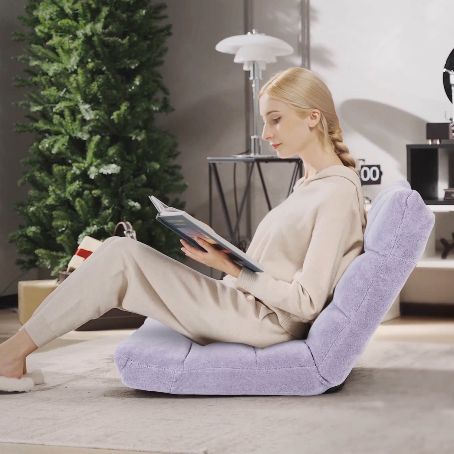 Costway Adjustable 14-Position Floor Chair Folding Lazy Gaming Sofa Chair Cushioned New