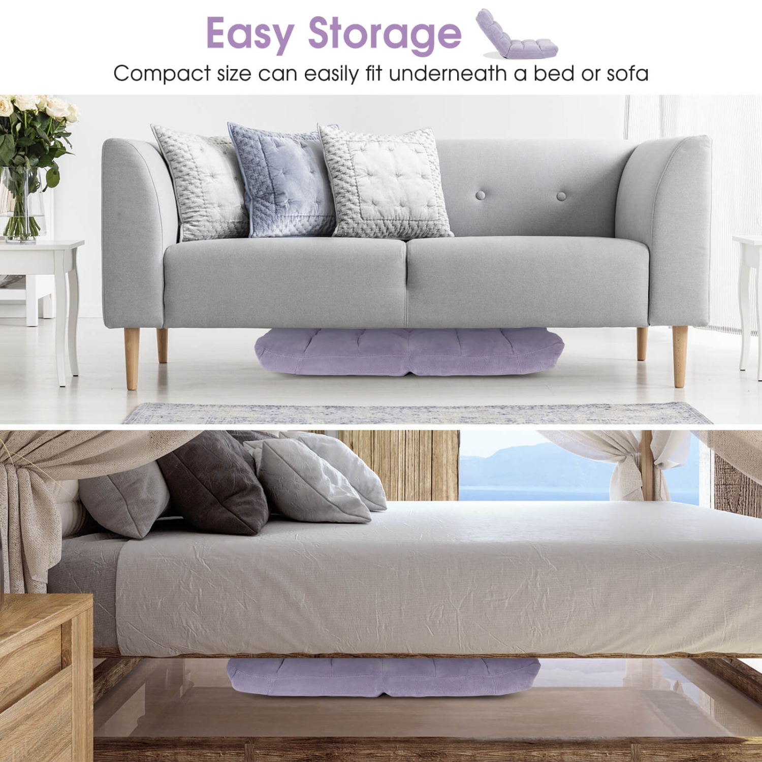 Costway Adjustable 14-Position Floor Chair Folding Lazy Gaming Sofa Chair Cushioned New