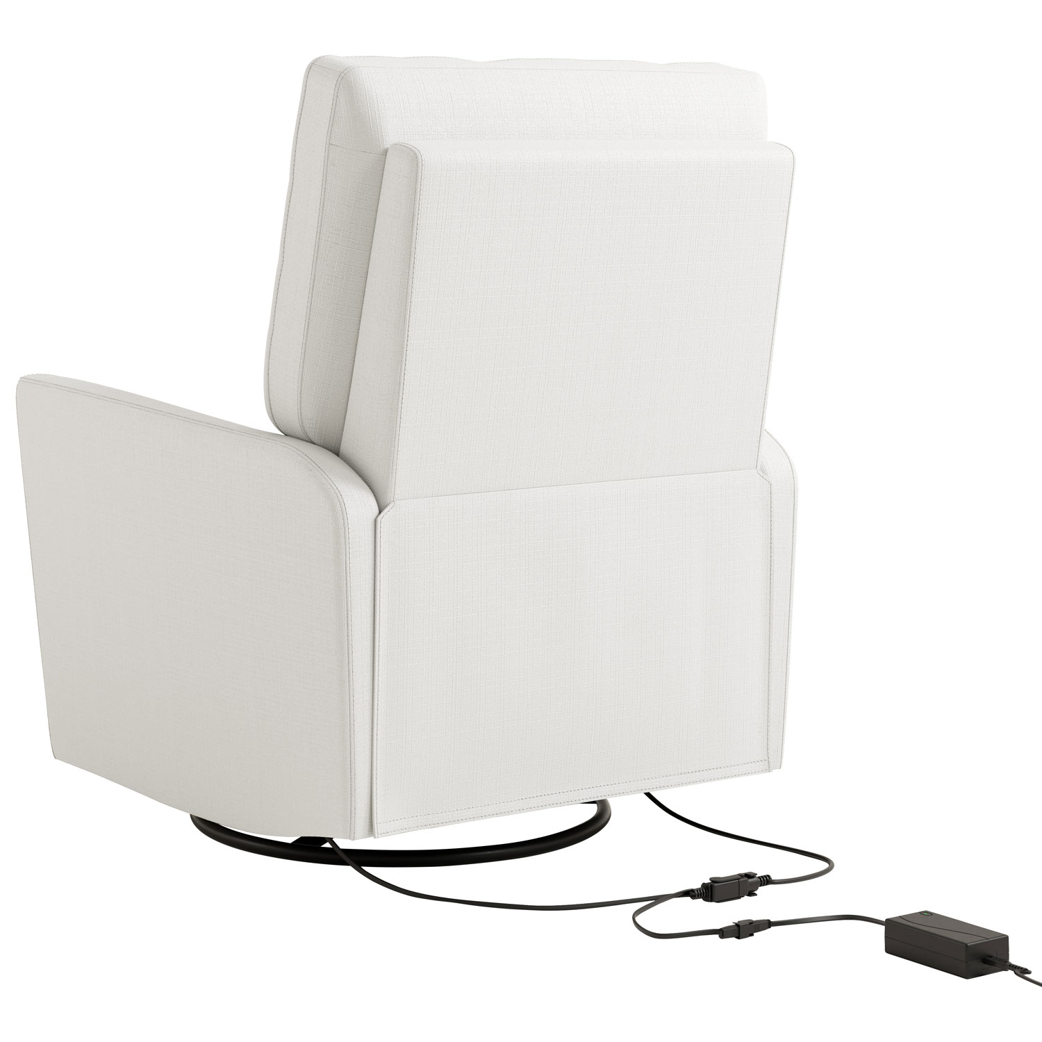 Storkcraft Santorini Deluxe Nursery Power Recliner Swivel Glider with USB Charging Port - Ivory Basketweave