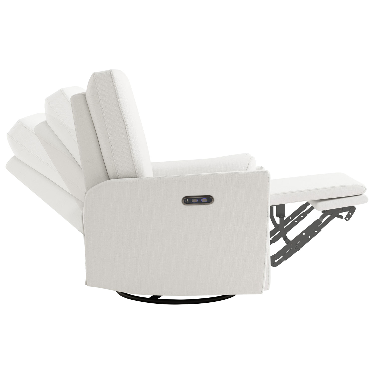 Storkcraft Santorini Deluxe Nursery Power Recliner Swivel Glider with USB Charging Port - Ivory Basketweave