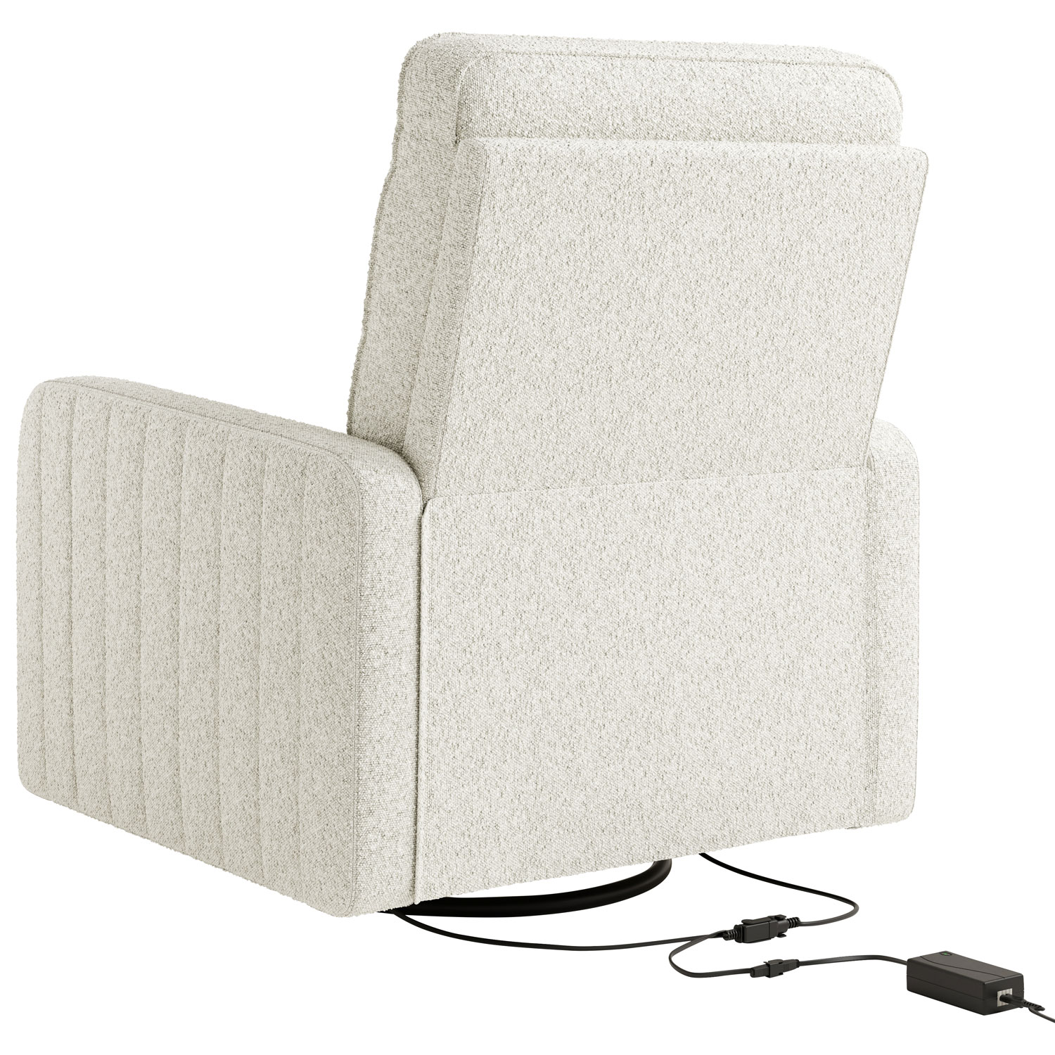 Storkcraft Kyoto Deluxe Extra-Wide Nursery Power Recliner Swivel Glider with USB Charging Port - Ivory Boucle