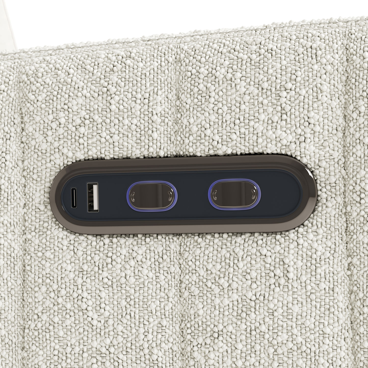 Storkcraft Kyoto Deluxe Extra-Wide Nursery Power Recliner Swivel Glider with USB Charging Port - Ivory Boucle