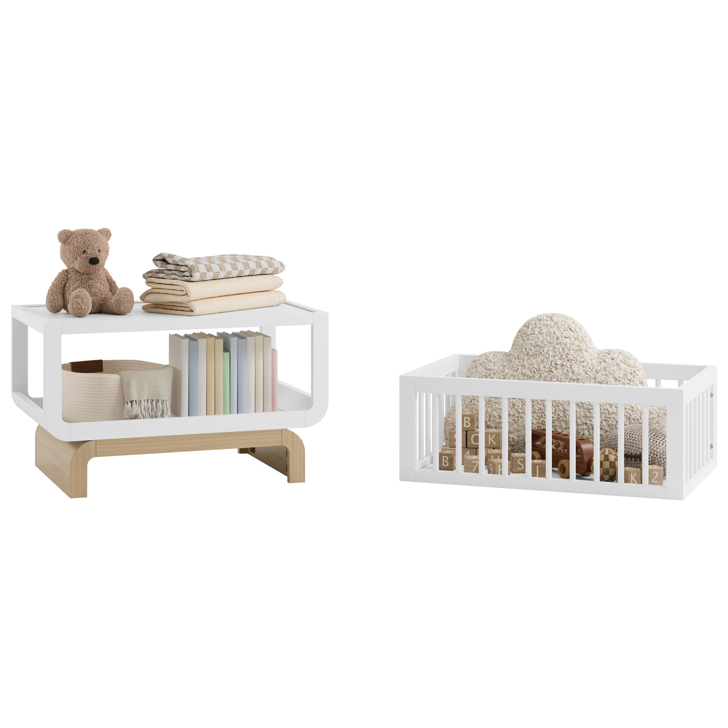 Storkcraft Santorini Deluxe 3-in1 Convertible Bassinet - White with Driftwood