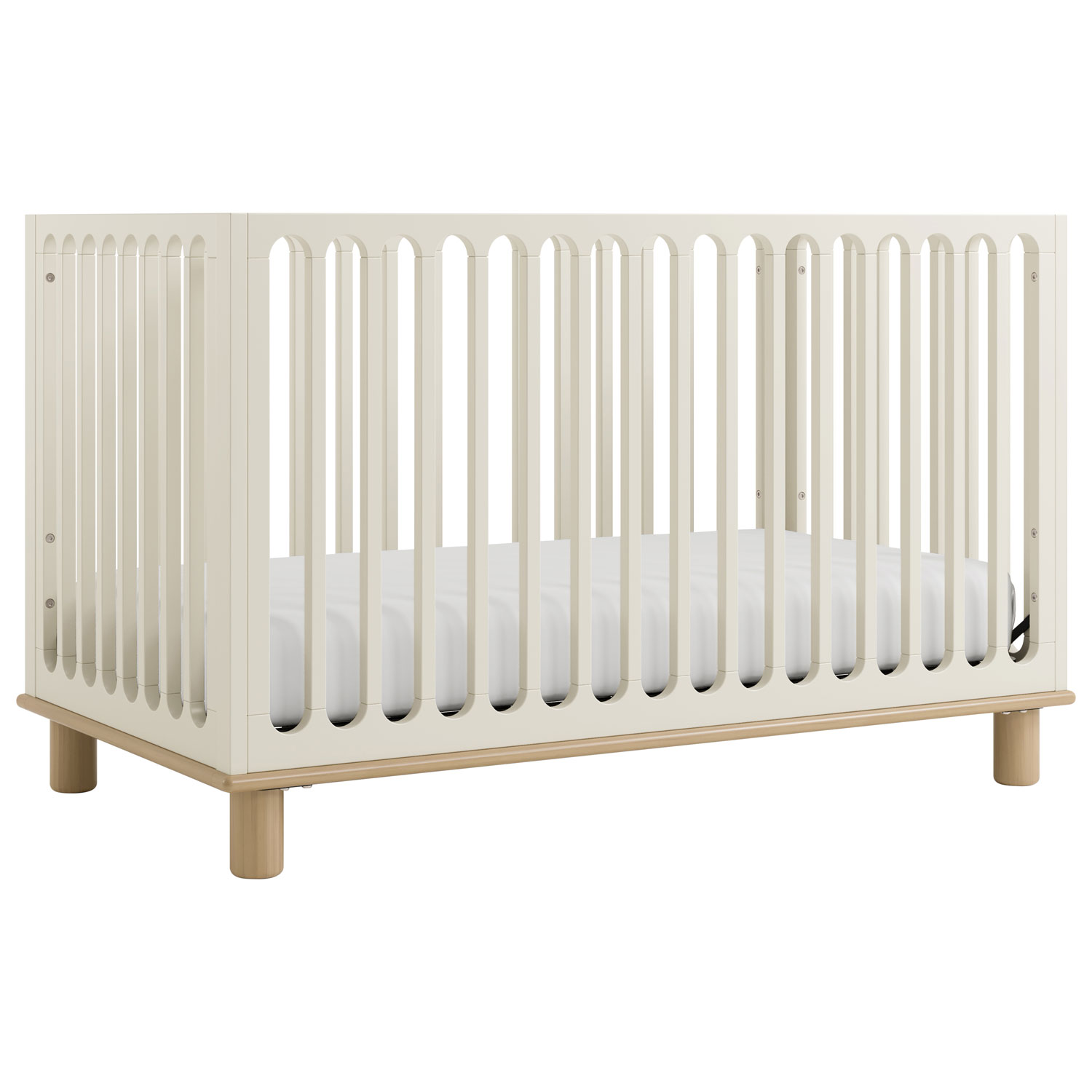 Storkcraft Sicily Deluxe 3-In-1 Convertible Crib with Drawer- Frosted Oat with Driftwood