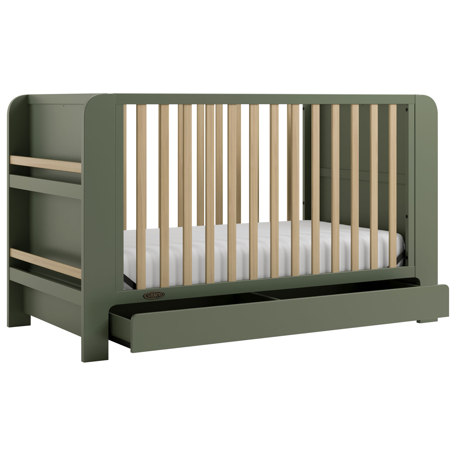 Lit de bébé convertible 4-en-1 Read-with-Me de Graco - Olive et bois flotté