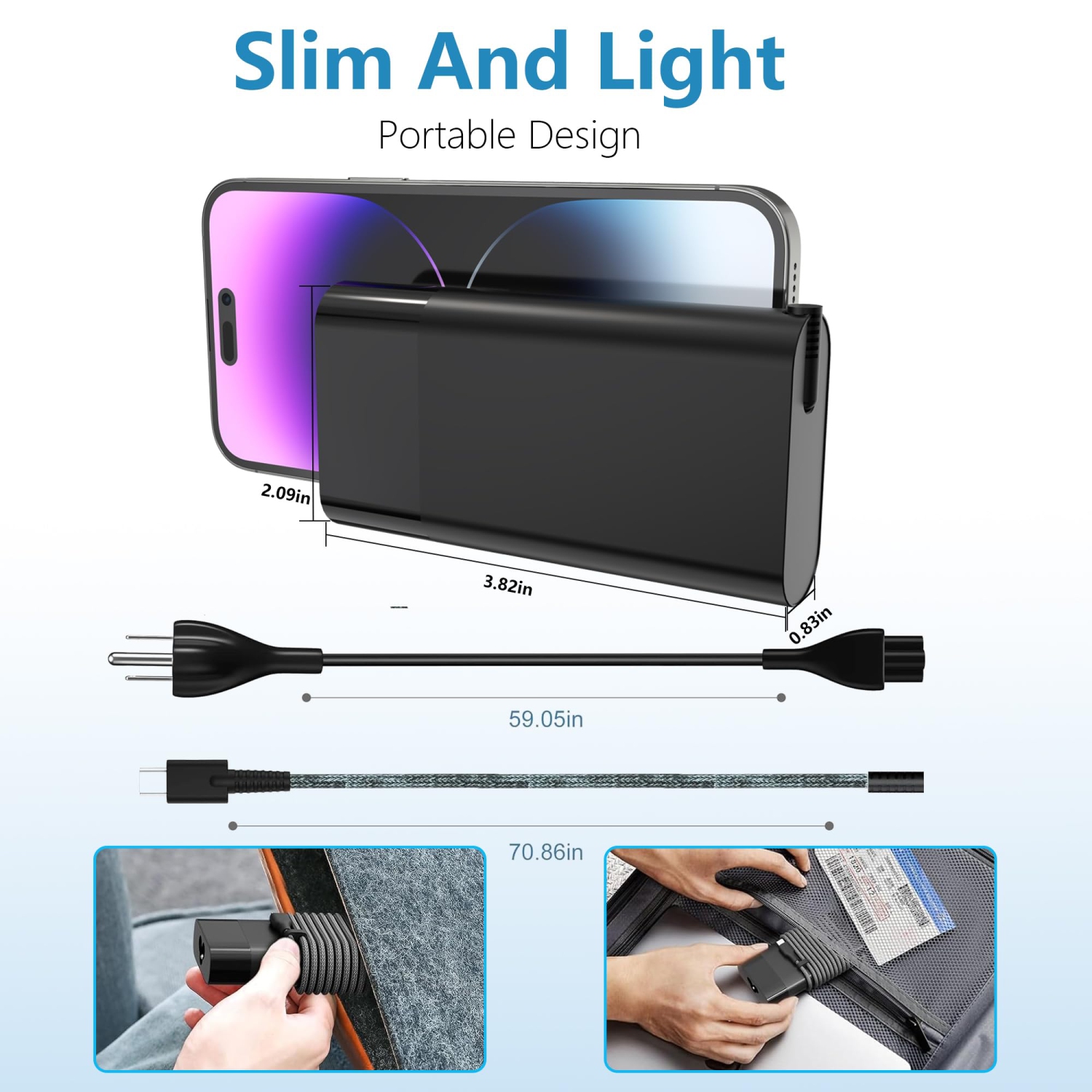 65W USB C Laptop Charger Braided Nylon Cord fit for HP Spectre X360, EliteBook, Envy, Elite X2, Zbook, Pavilion x360,ProBook, Chromebook, Travel Type