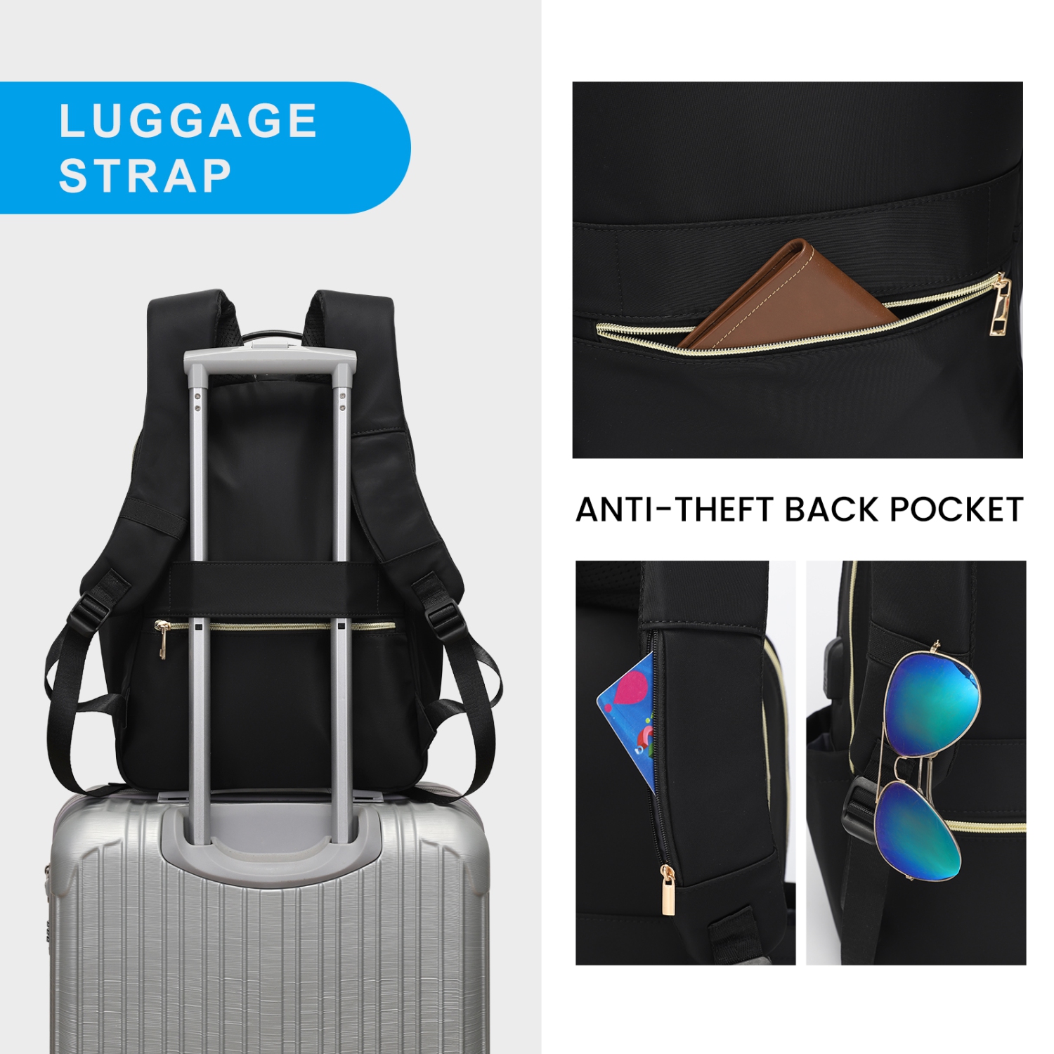 Meidale 15,6&nbsp;po – Sac à dos de travail matelassé pour ordinateur portable sac à dos enseignant avec port de chargement USB |Sac à dos de voyage