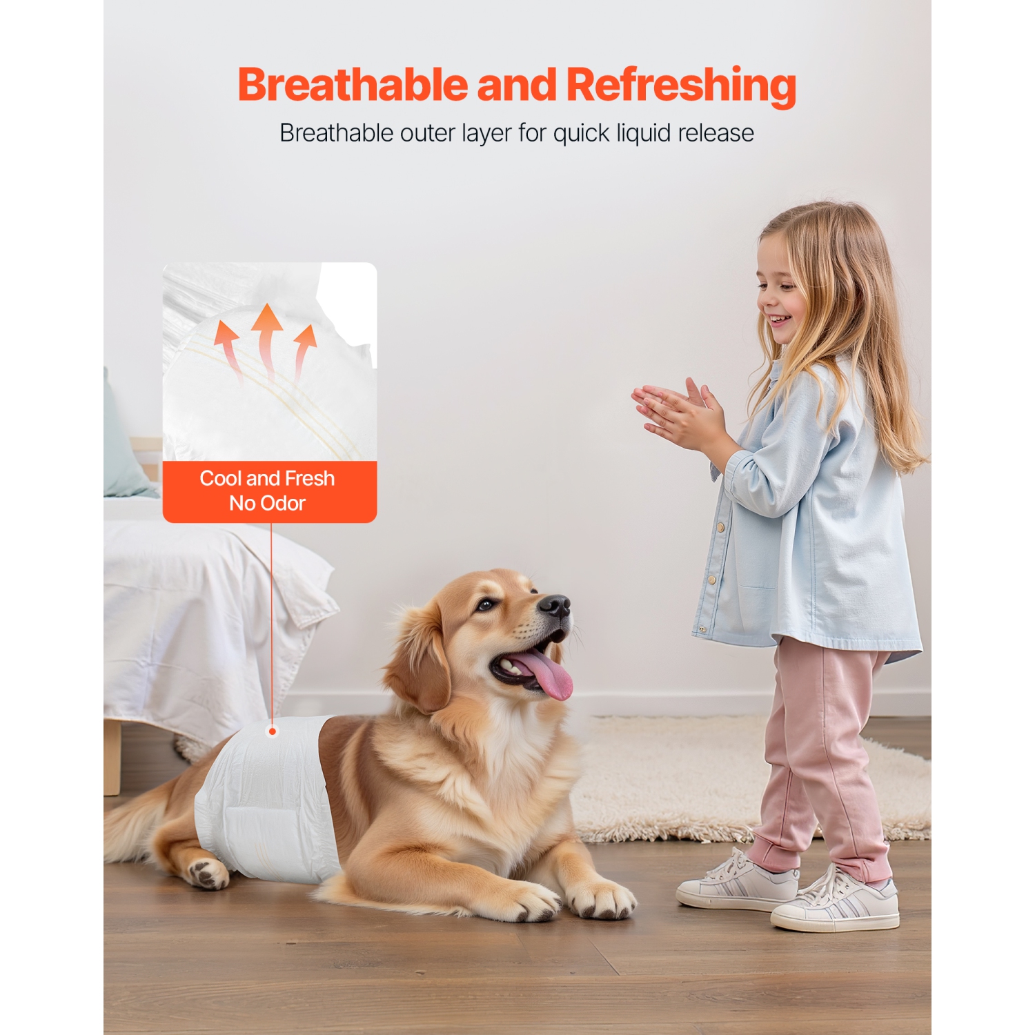 VEVOR 144 Count Disposable Male Dog Diapers, Super Absorbent Male Dog Wraps, 360 ° Leak-Proof Belly Bands with Wetness Indicator for Doggies in Heat,