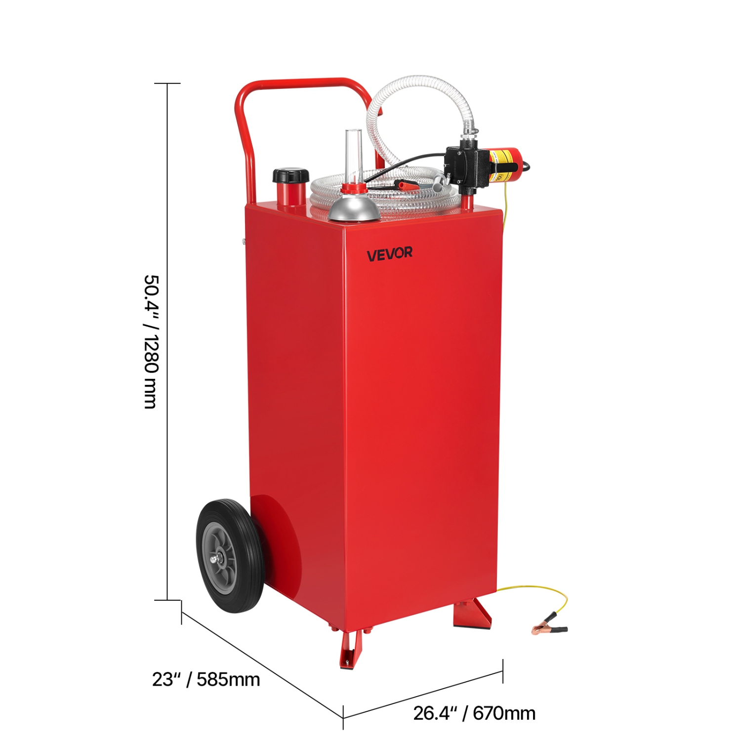 VEVOR 30 Gallon Fuel Caddy, Max Flow 32L/min, Gasoline & Diesel Fuel Tank with Electric Pump, Portable Fuel Storage Tank with 2 Wheels & 10 ft Hose,