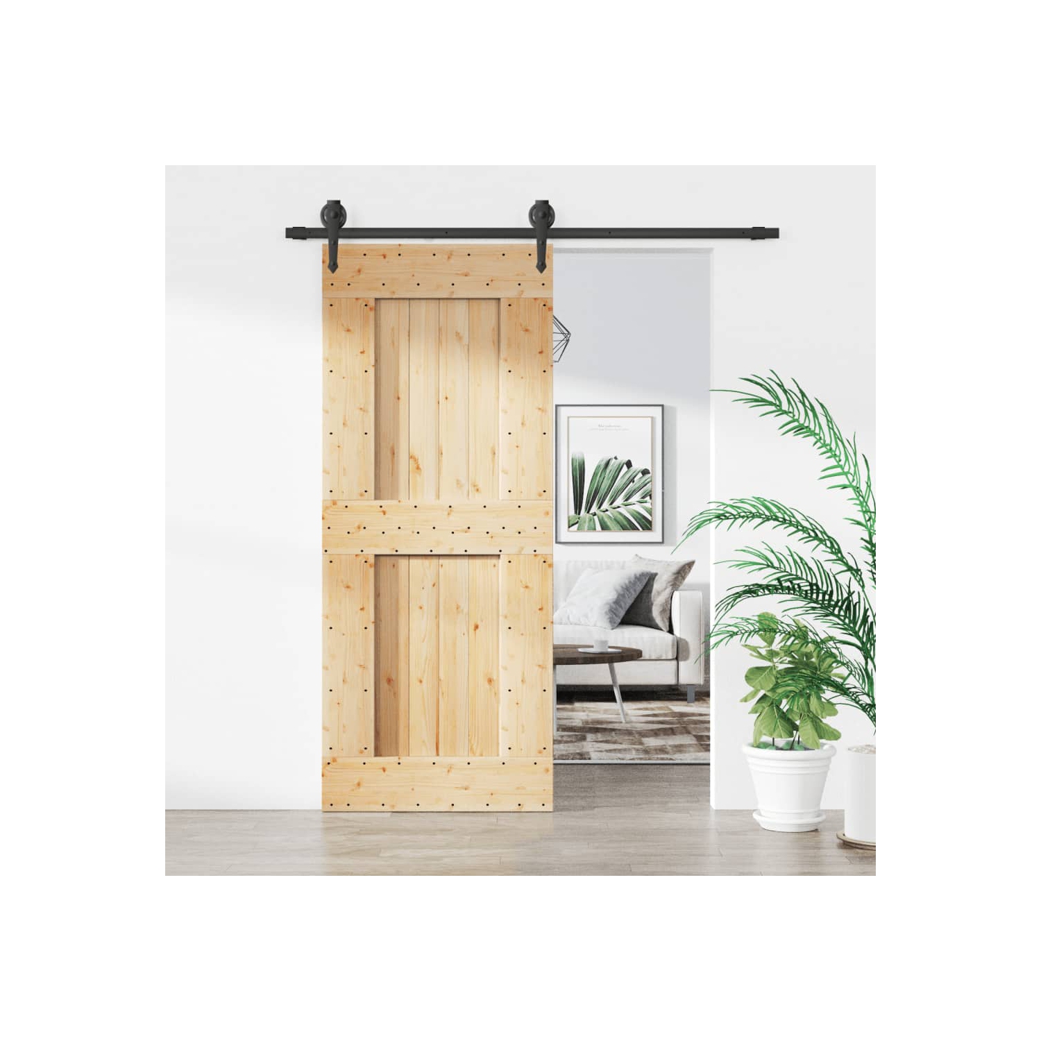 VidaXL – Porte coulissante avec jeu de pièces, pin massif, 85 210&nbsp;cm